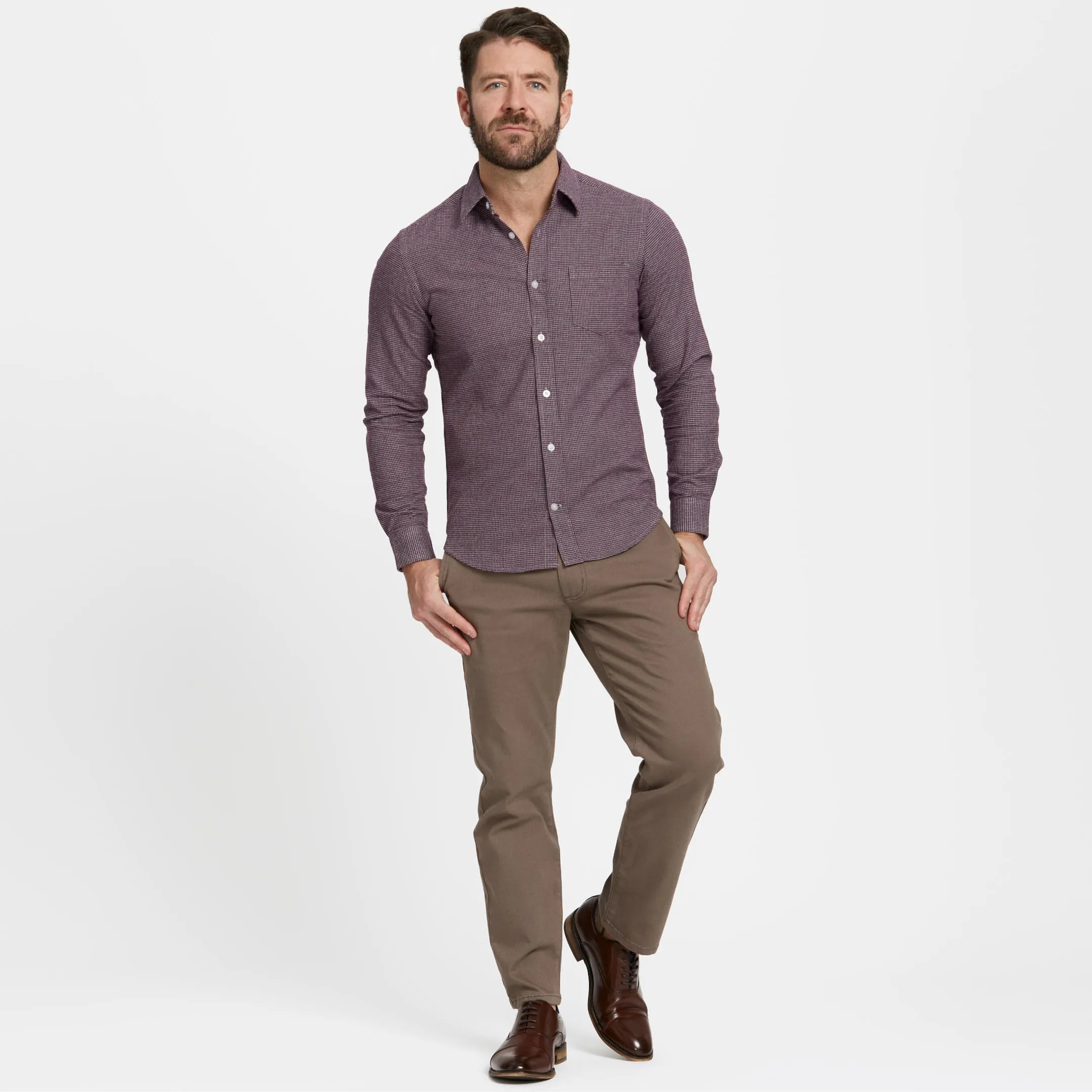 Burgundy Houndstooth Flannel Shirt sold by Ash & Erie product image thumbnail 2