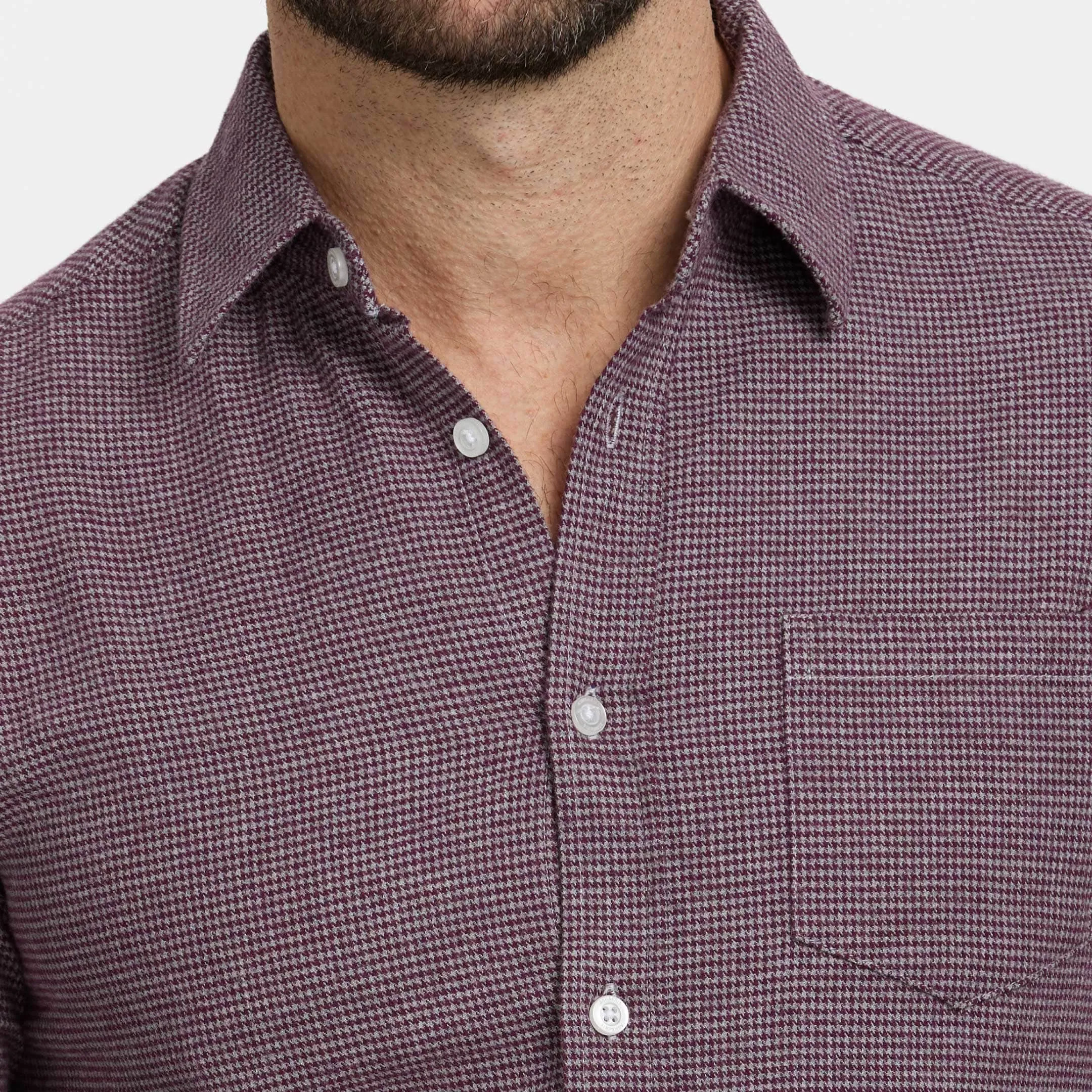 Burgundy Houndstooth Flannel Shirt sold by Ash & Erie product image thumbnail 4