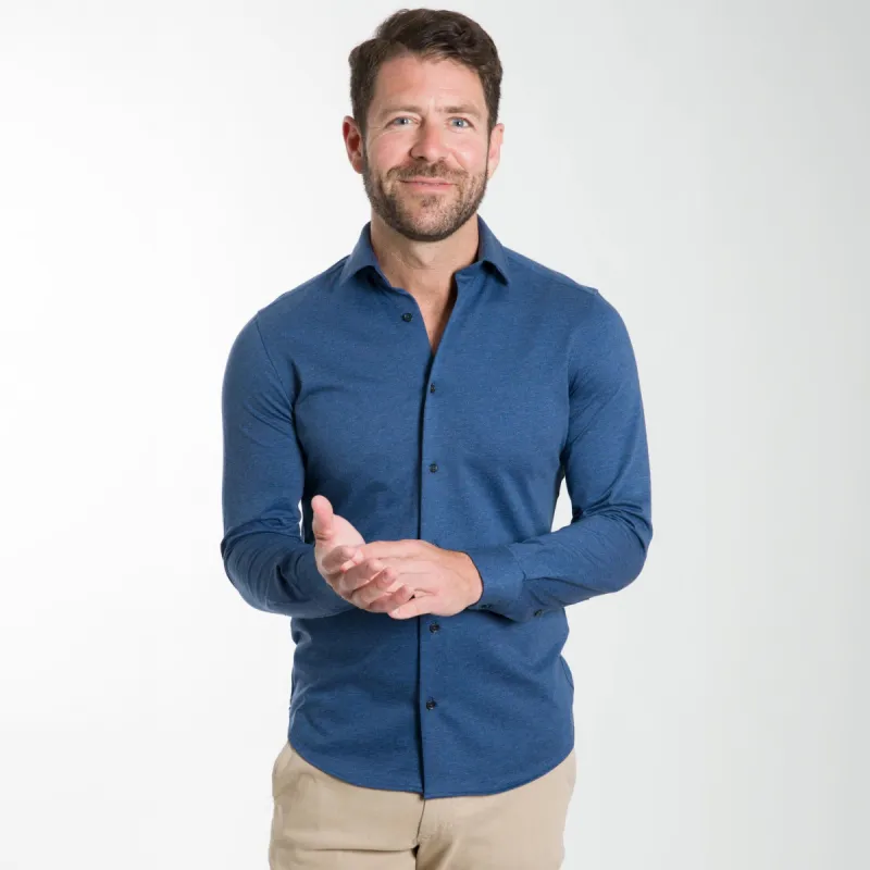 Indigo Melange Performance Stretch Shirt sold by Ash & Erie