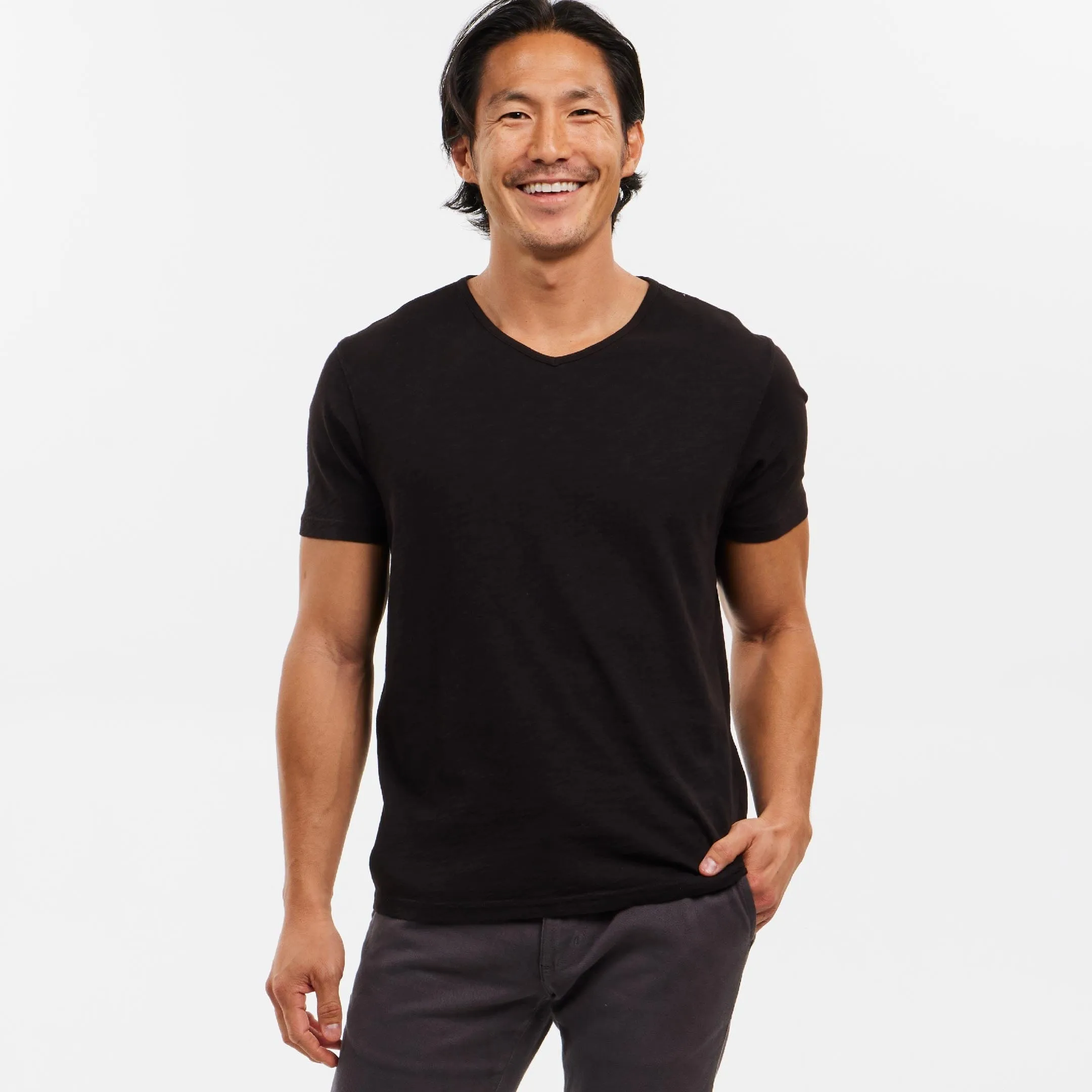 Lightweight Washed Black V Neck Tee sold by Ash & Erie