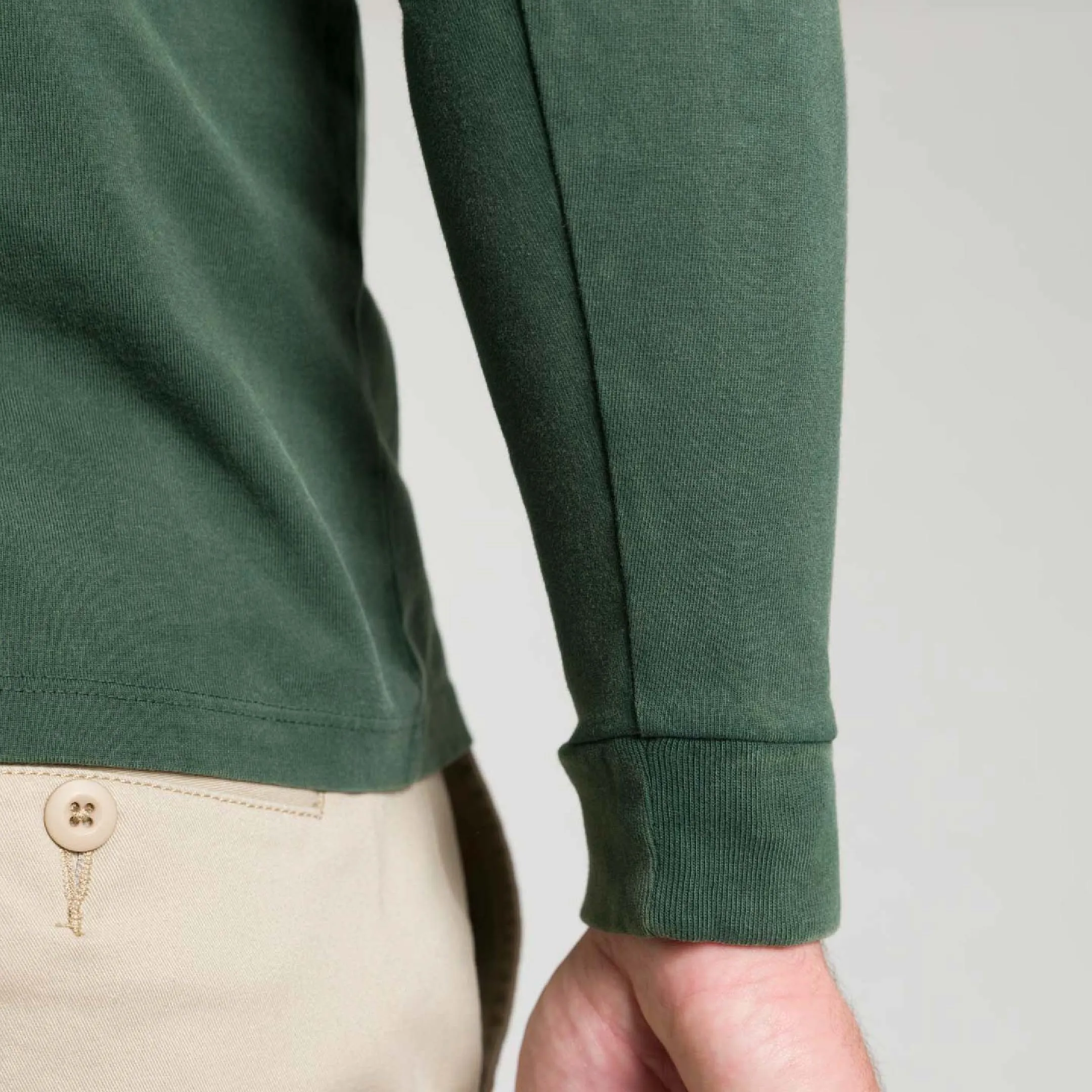 Washed Green Long Sleeve Pima Cotton Crew Neck Tee sold by Ash & Erie product image thumbnail 4