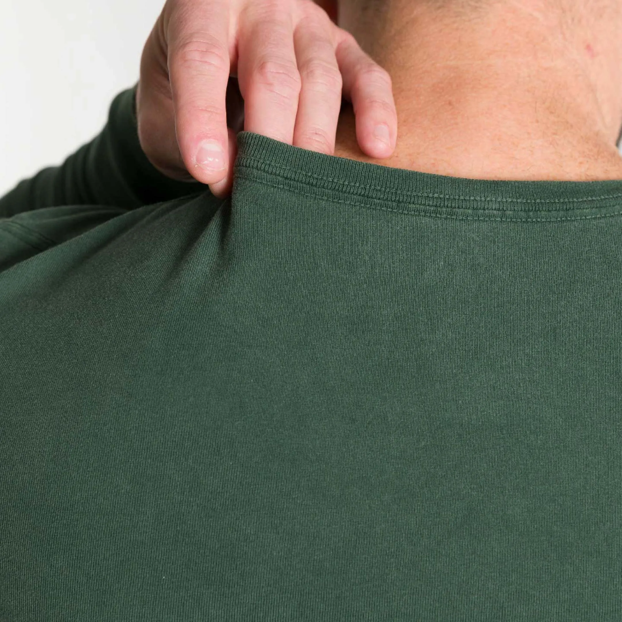 Washed Green Long Sleeve Pima Cotton Crew Neck Tee sold by Ash & Erie product image thumbnail 5