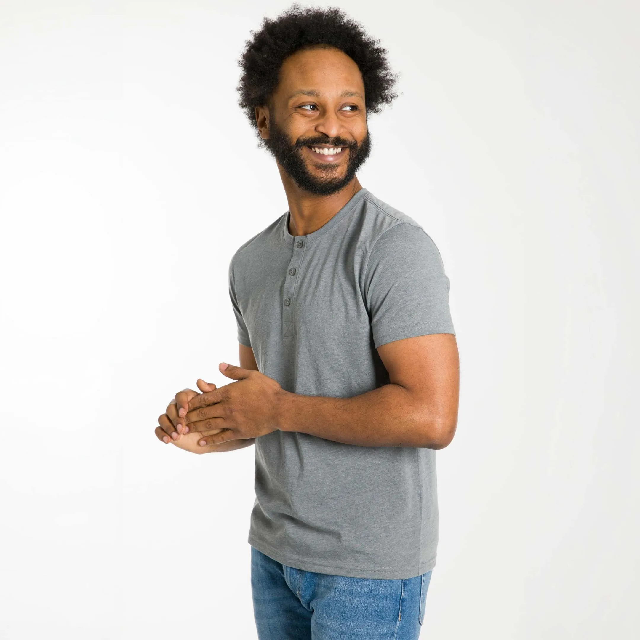 Lightweight Heathered Grey Short Sleeve Henley sold by Ash & Erie product image thumbnail 5