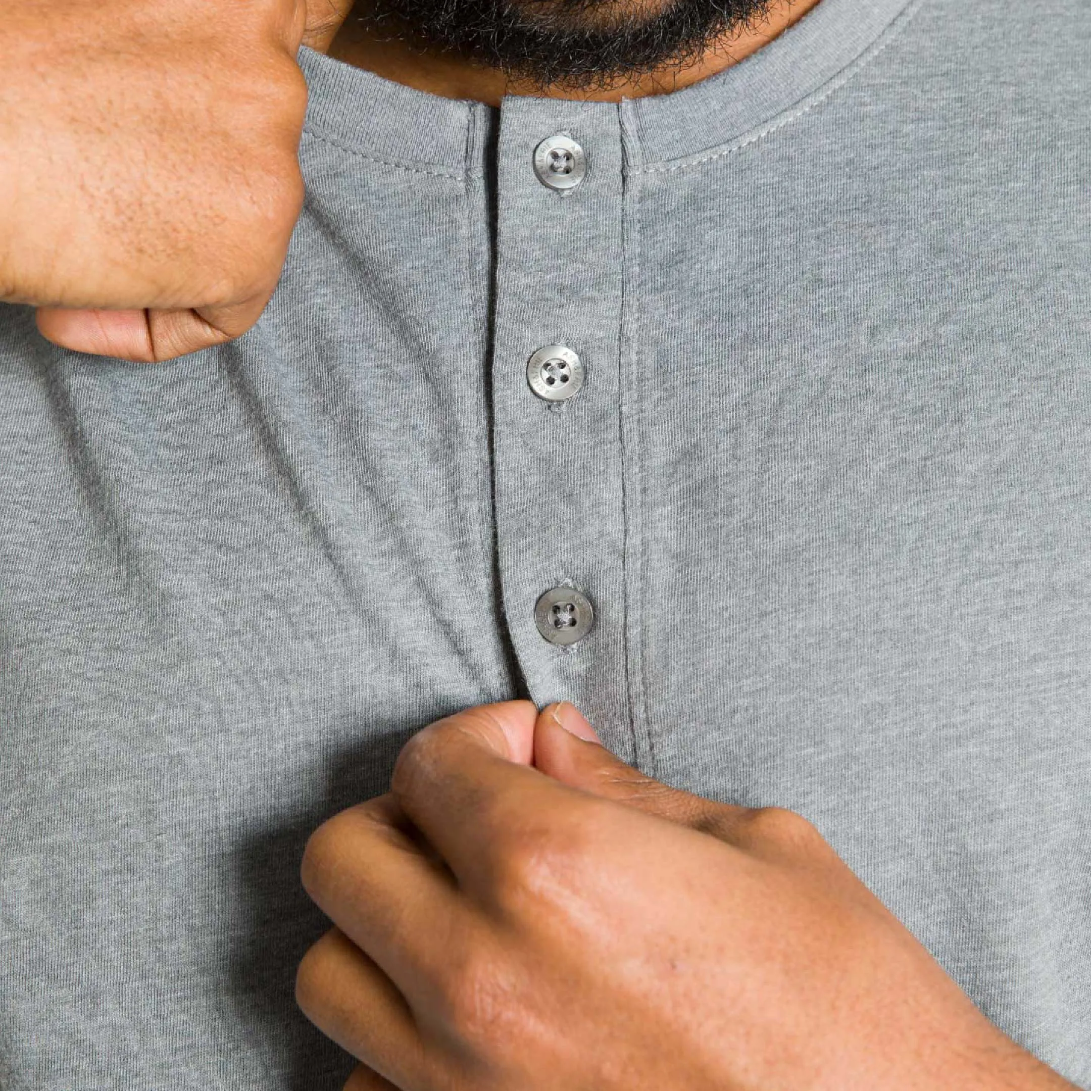 Lightweight Heathered Grey Short Sleeve Henley sold by Ash & Erie product image thumbnail 4