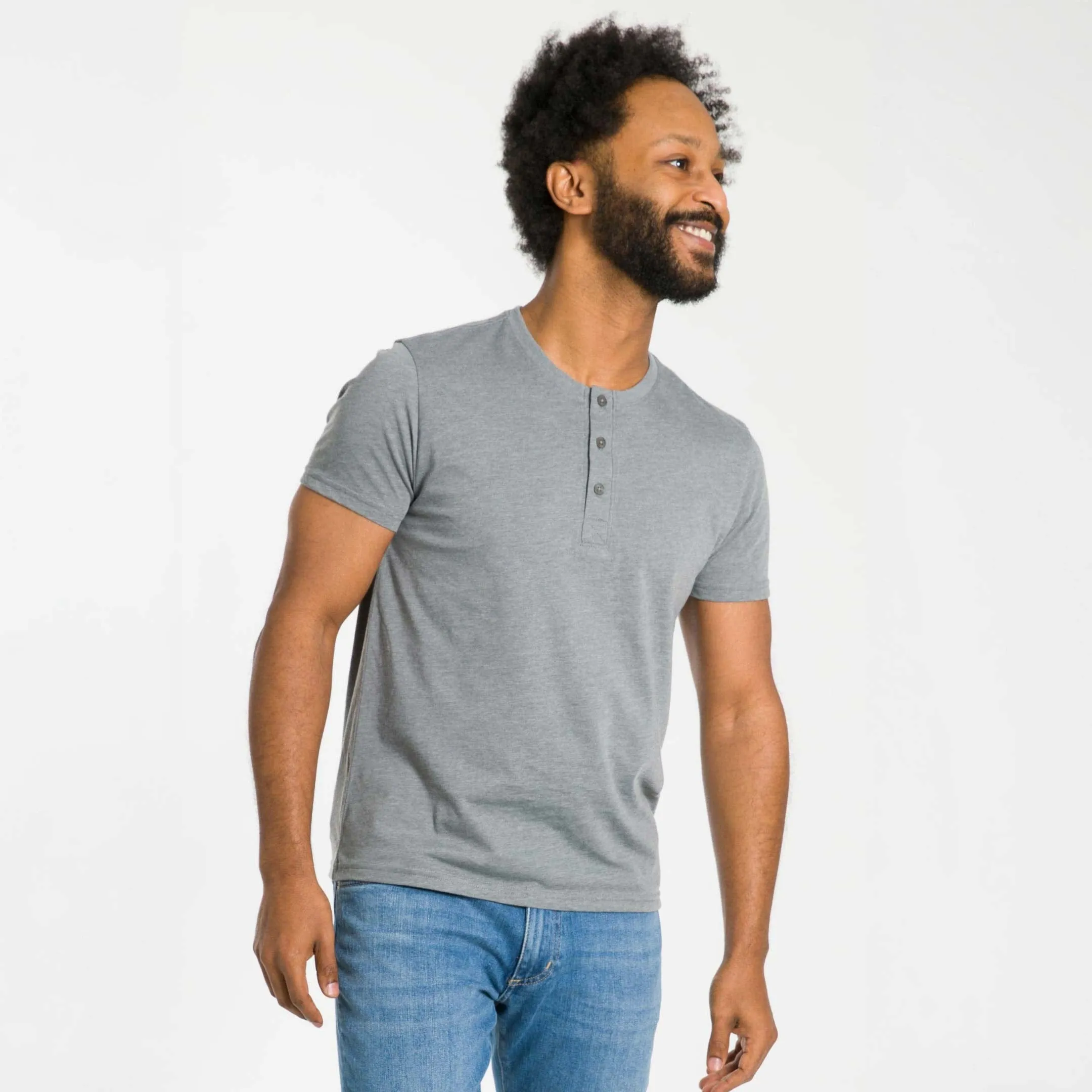 Lightweight Heathered Grey Short Sleeve Henley sold by Ash & Erie