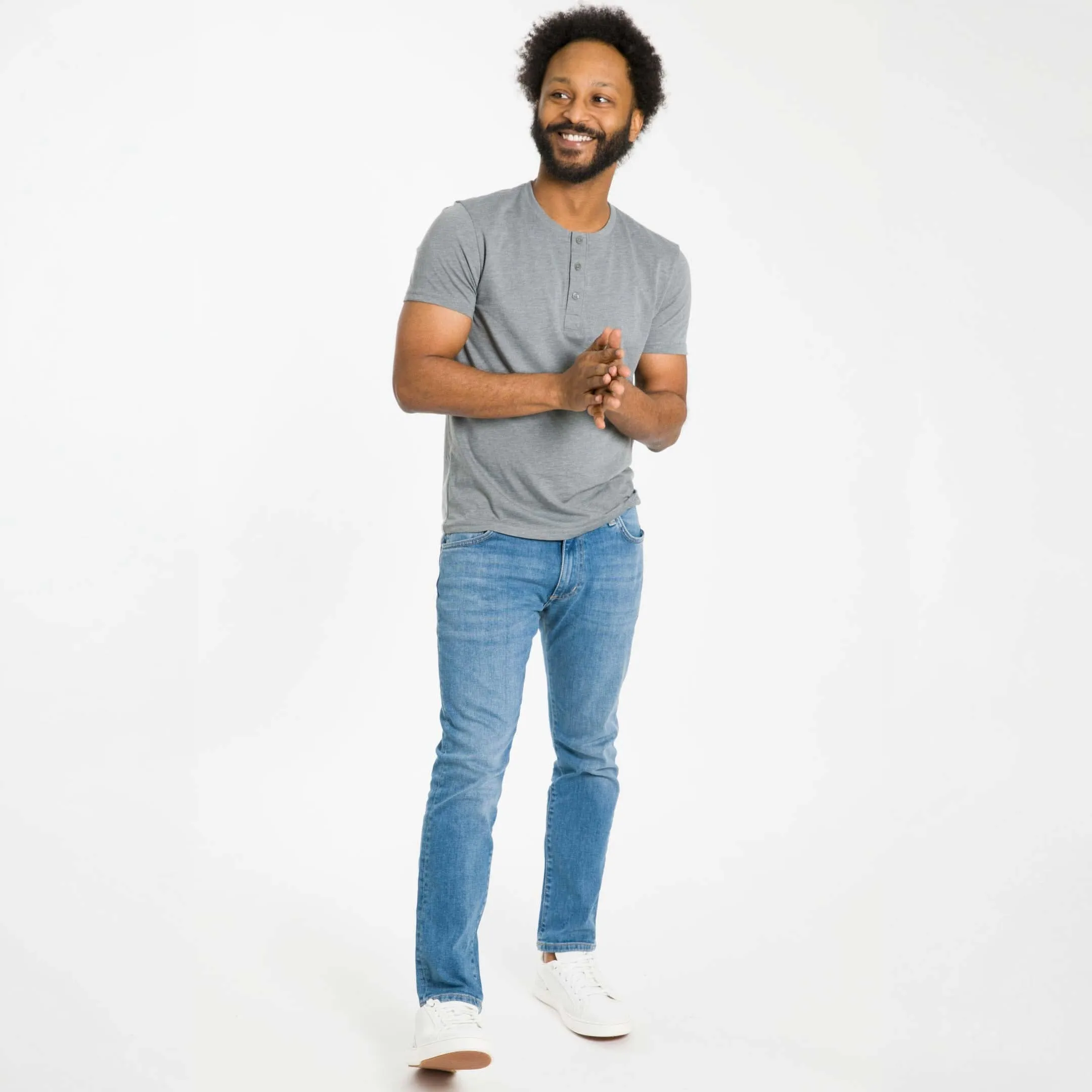 Lightweight Heathered Grey Short Sleeve Henley sold by Ash & Erie product image thumbnail 2
