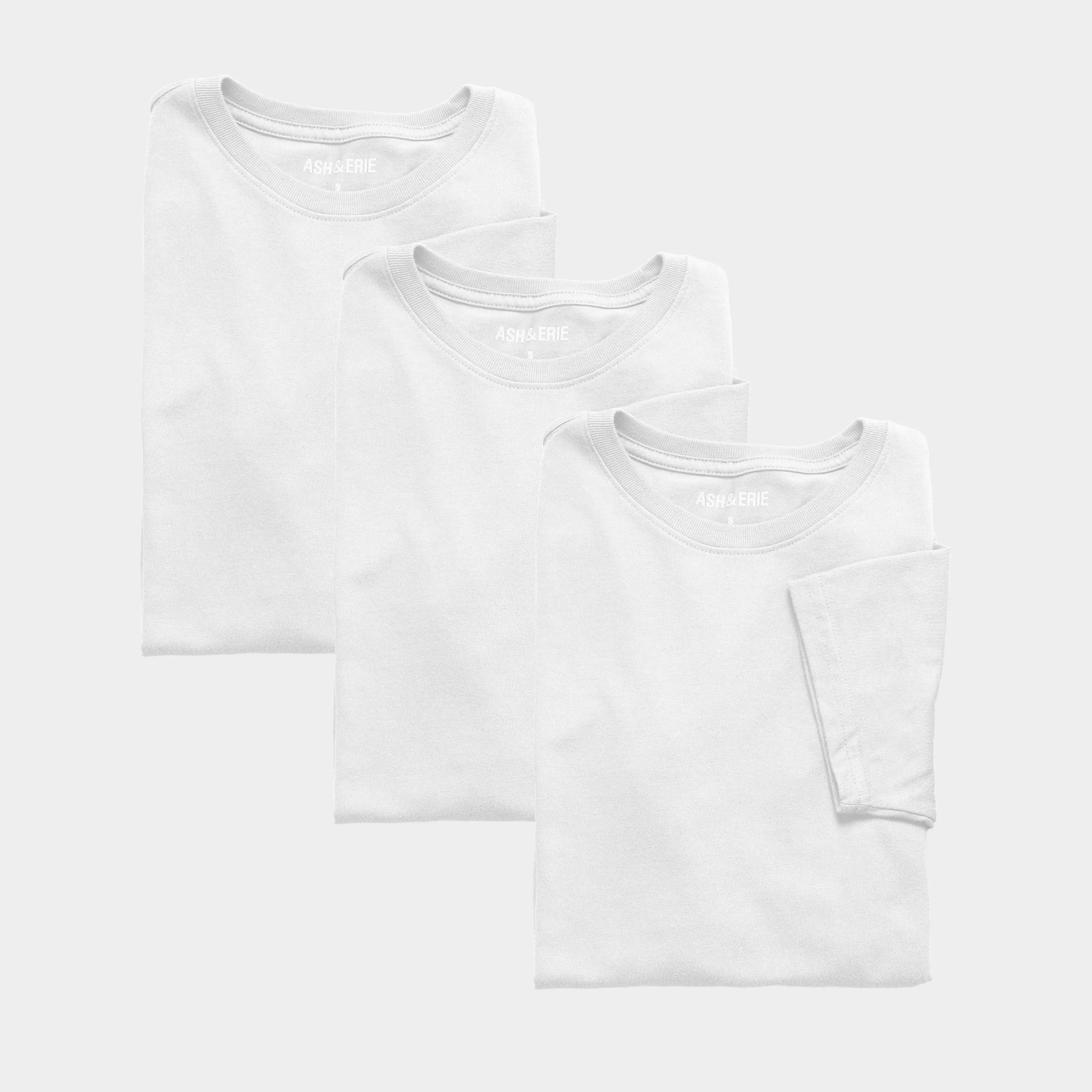 3-Pack White Staple Crew Neck Tee sold by Ash & Erie
