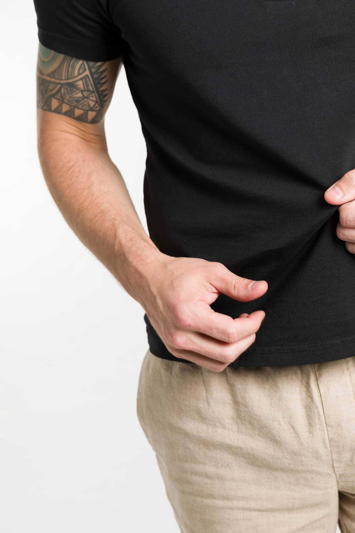 Black Short Sleeve Pima Cotton Henley sold by Ash & Erie product image thumbnail 5