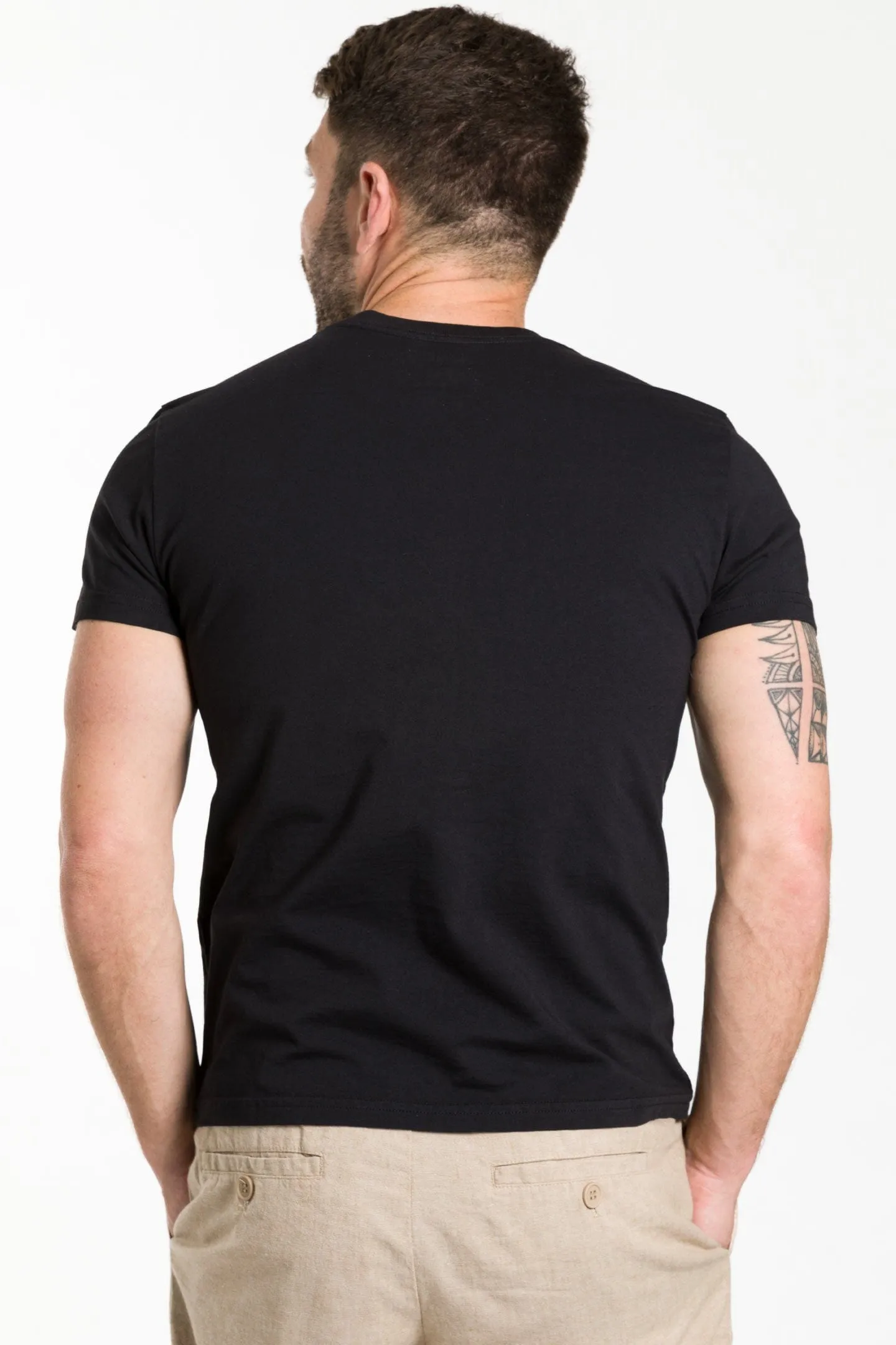 Black Short Sleeve Pima Cotton Henley sold by Ash & Erie product image thumbnail 3