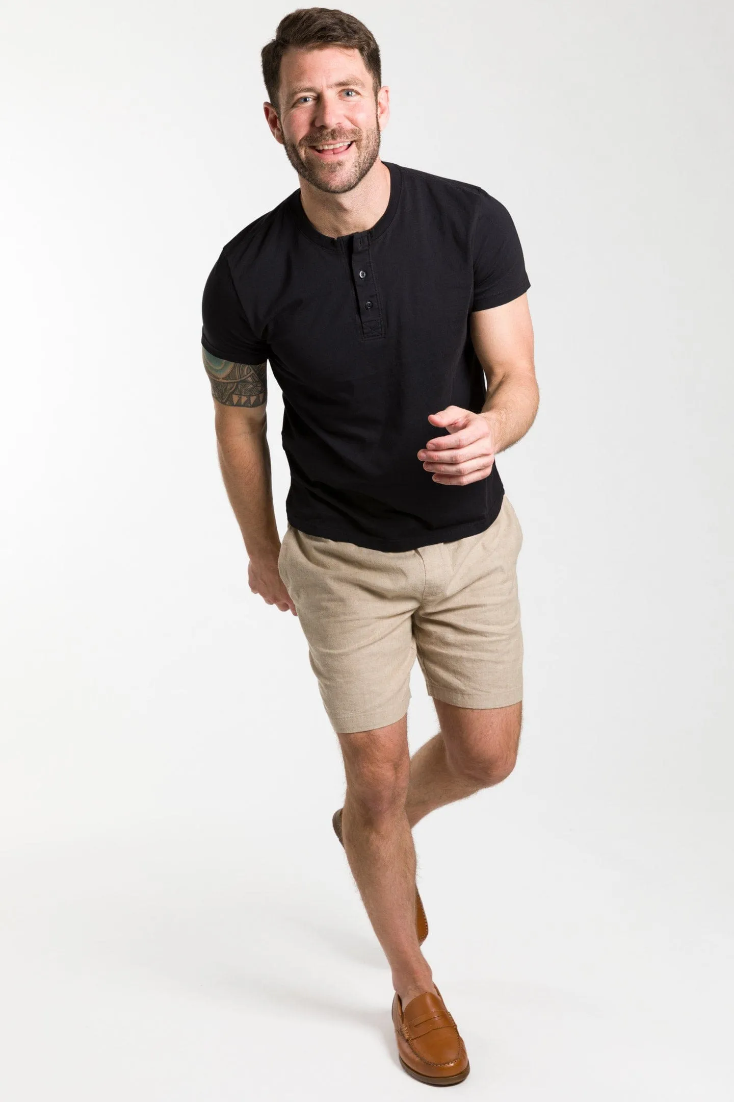 Black Short Sleeve Pima Cotton Henley sold by Ash & Erie product image thumbnail 2