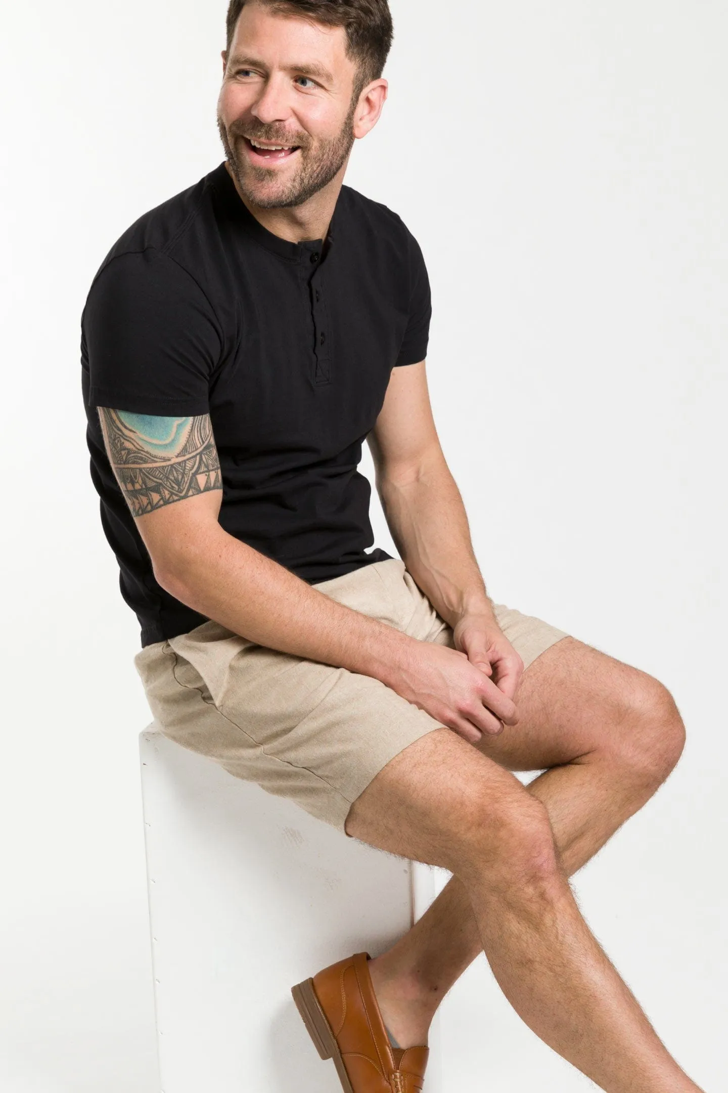 Black Short Sleeve Pima Cotton Henley sold by Ash & Erie