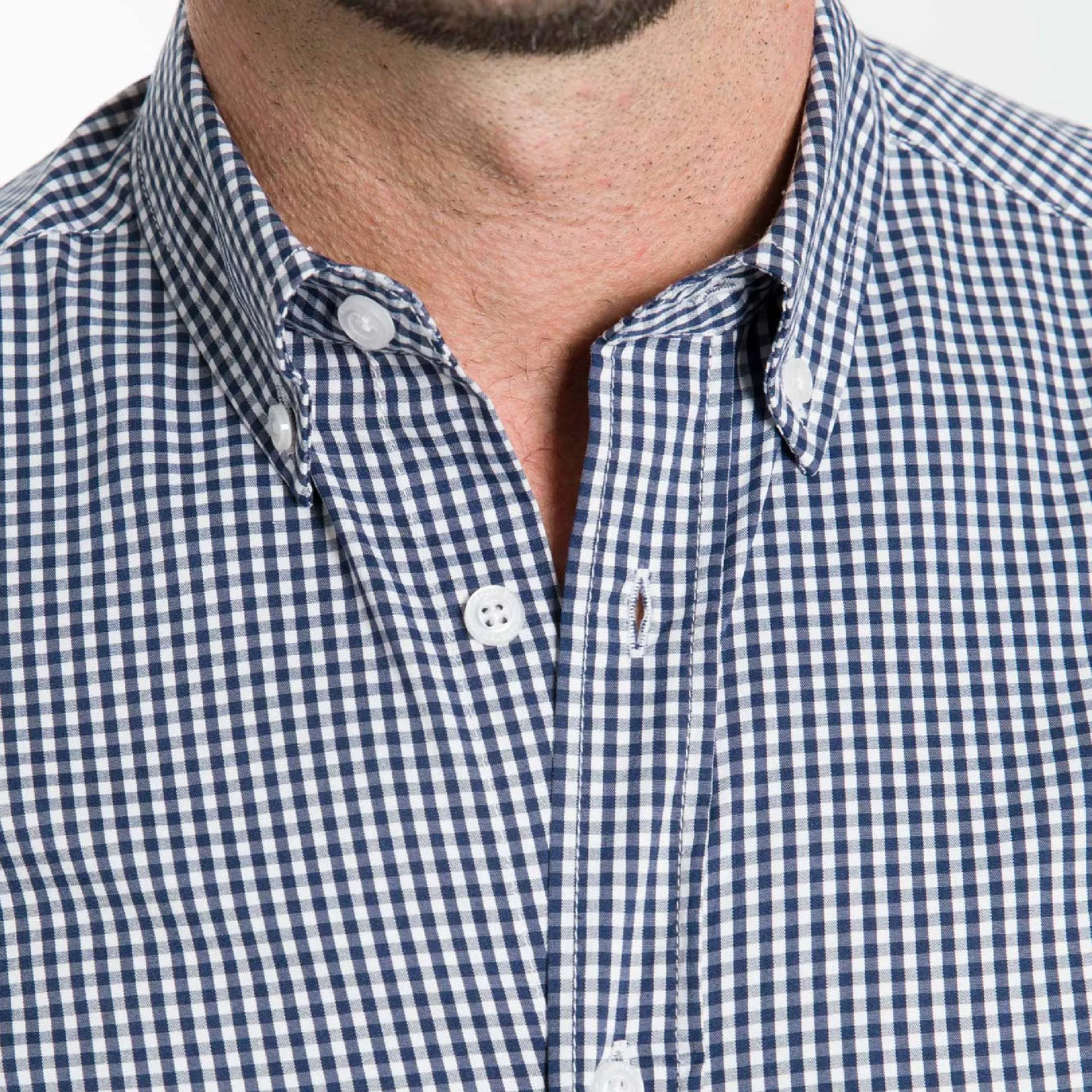 Navy Gingham Short Sleeve Wrinkle Free Shirt sold by Ash & Erie product image thumbnail 4
