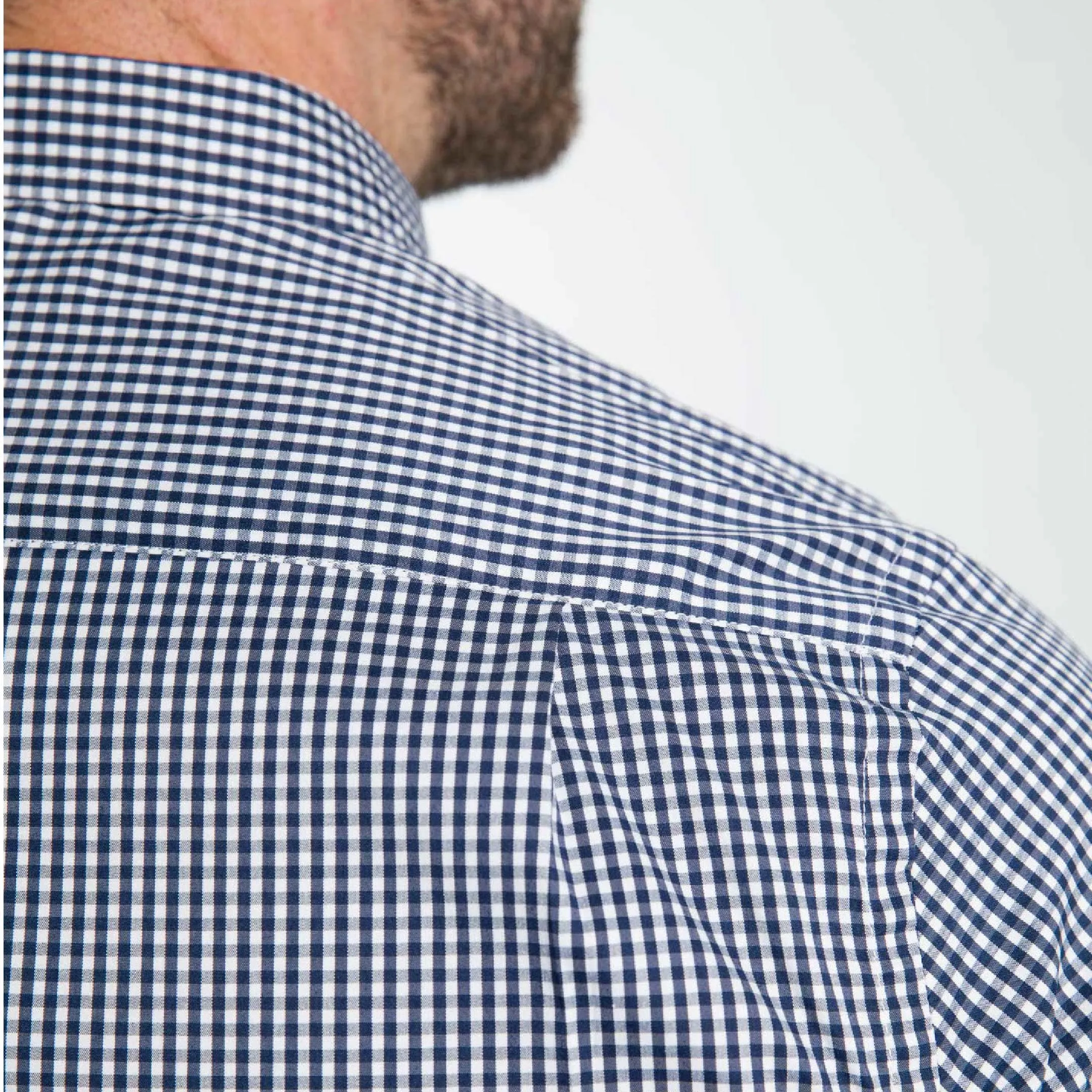 Navy Gingham Short Sleeve Wrinkle Free Shirt sold by Ash & Erie product image thumbnail 5