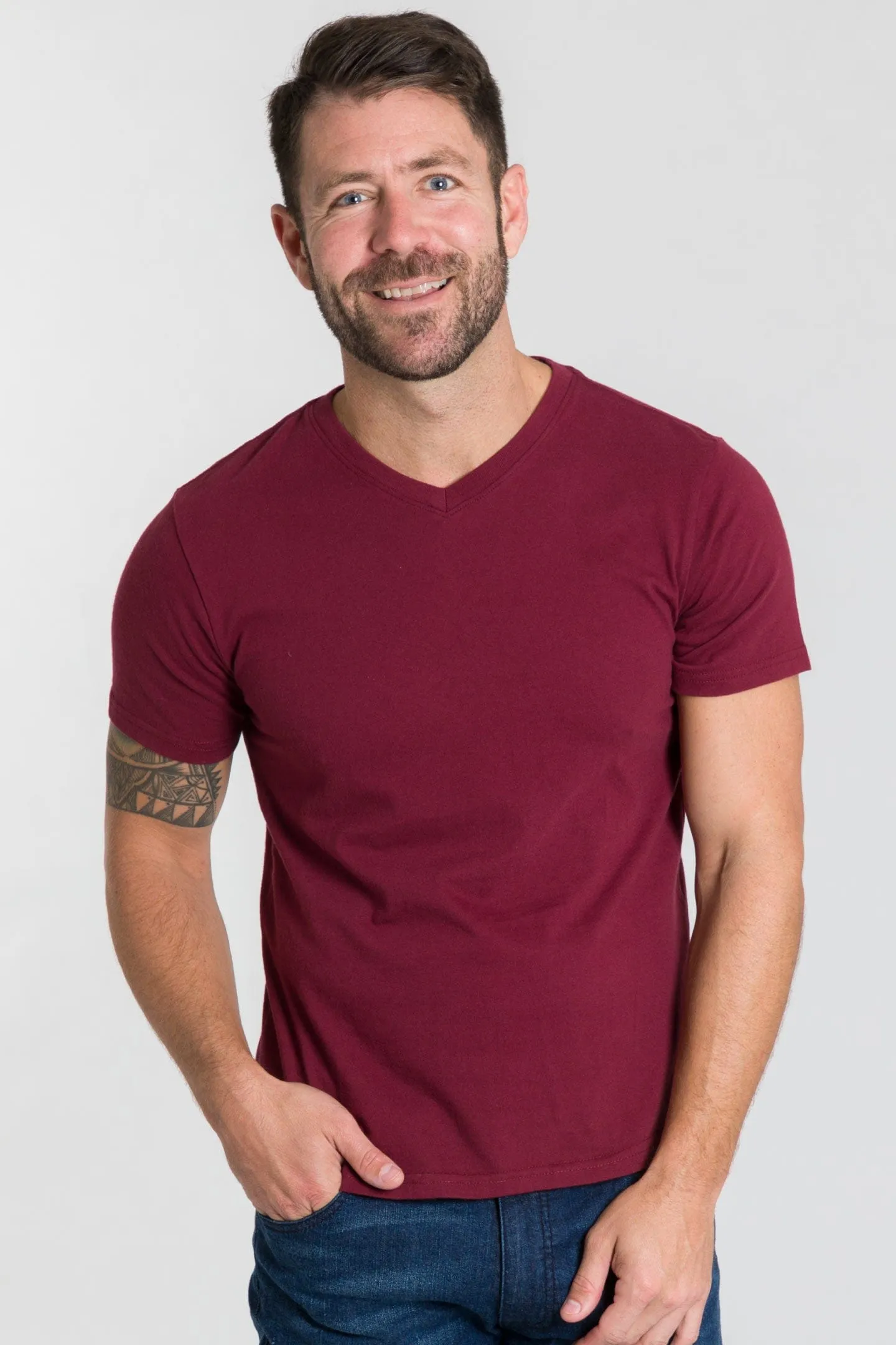 Burgundy Port V-Neck Tee sold by Ash & Erie