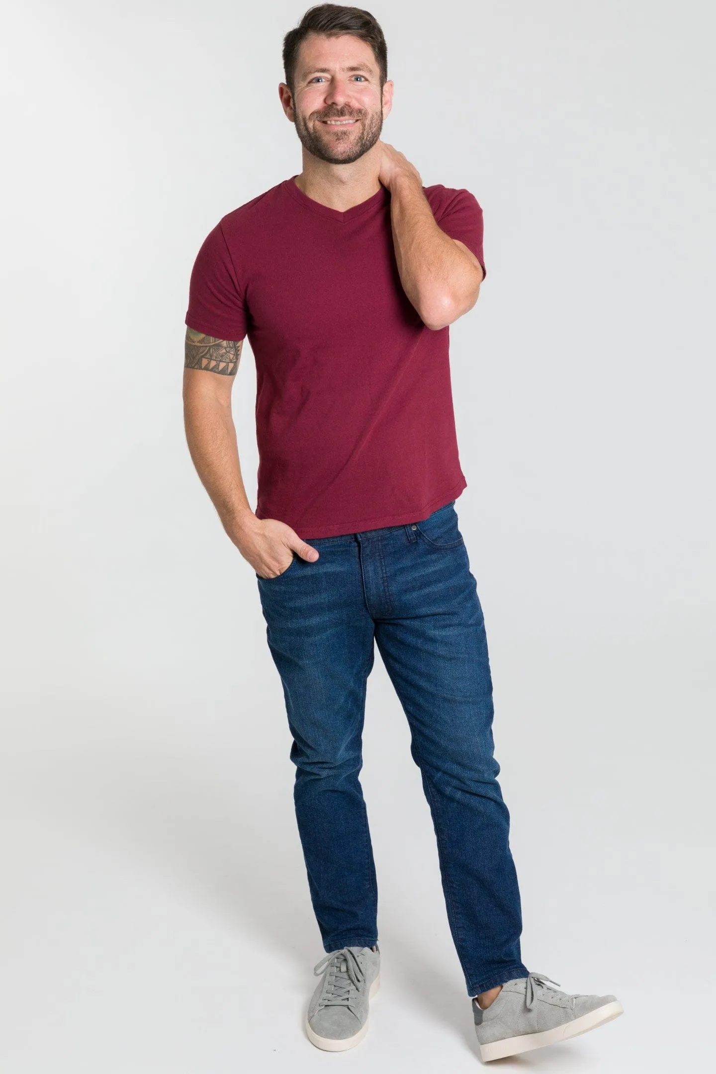 Burgundy Port V-Neck Tee sold by Ash & Erie product image thumbnail 2