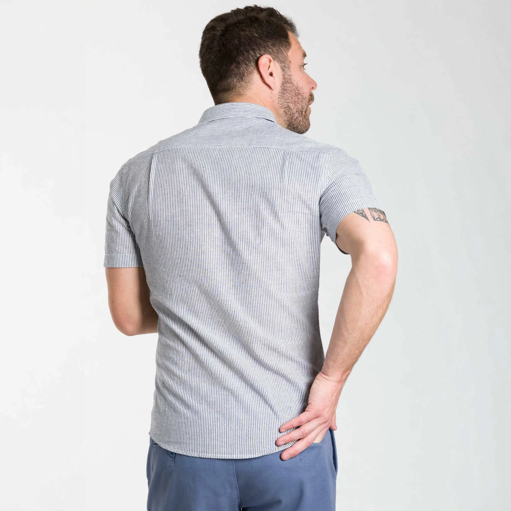 Linen Stripes Short Sleeve Shirt sold by Ash & Erie product image thumbnail 4