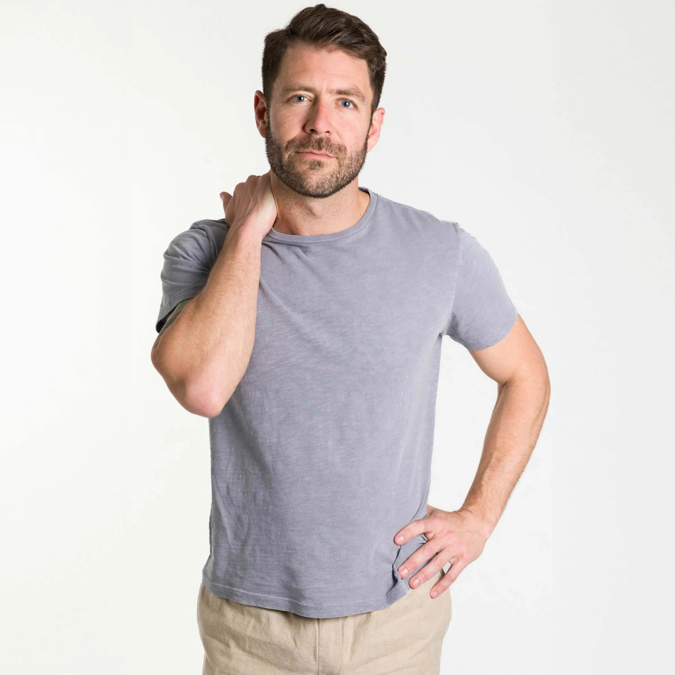 Lightweight Washed Faded Purple Crew Neck Tee sold by Ash & Erie