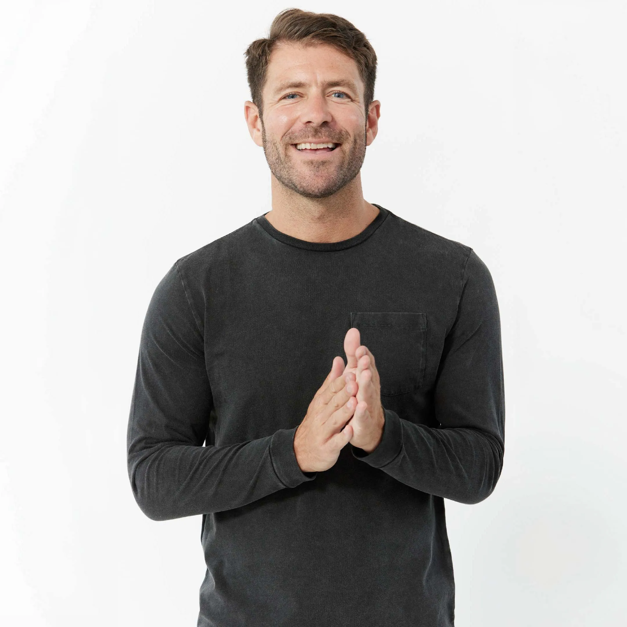 Black Long Sleeve Pima Cotton Crew Neck Tee sold by Ash & Erie product image thumbnail 5