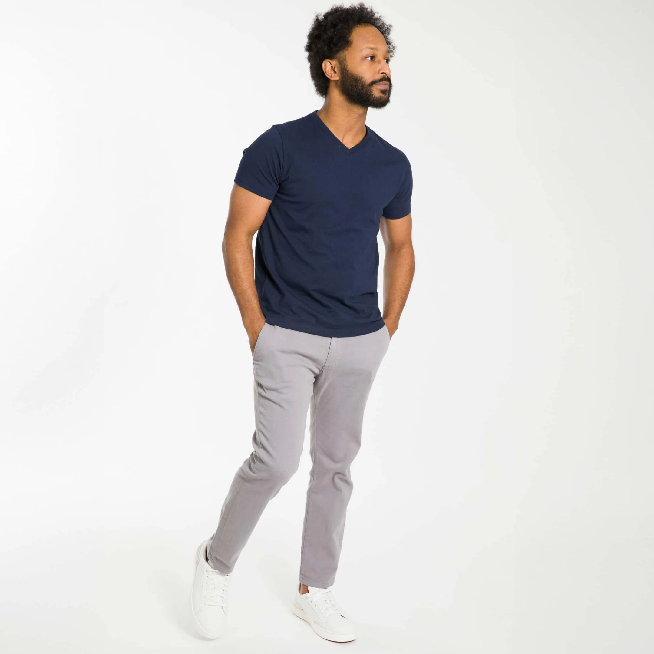 True Navy Pima Cotton V Neck Tee sold by Ash & Erie product image thumbnail 2