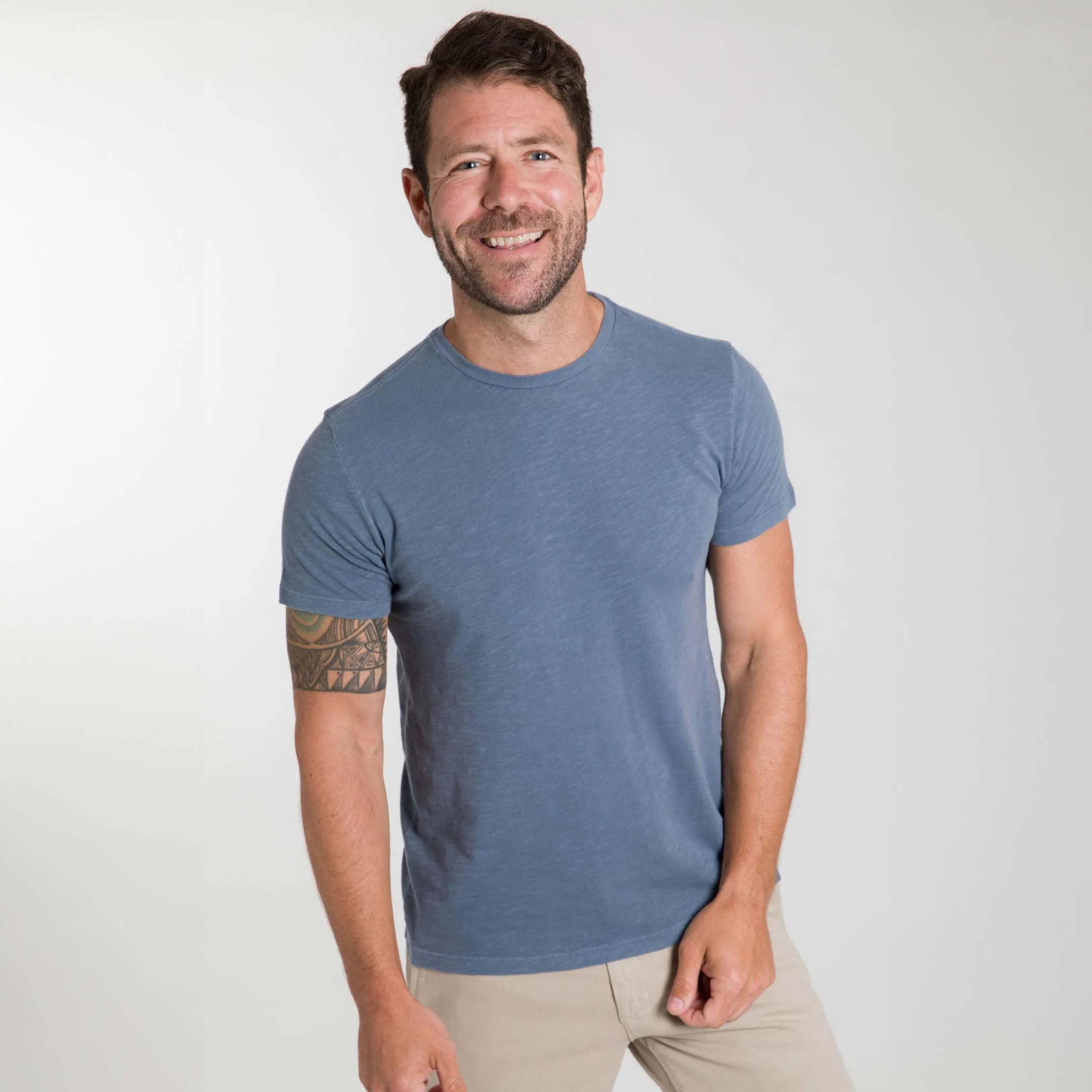 Lightweight Washed Blue Crew Neck Tee sold by Ash & Erie