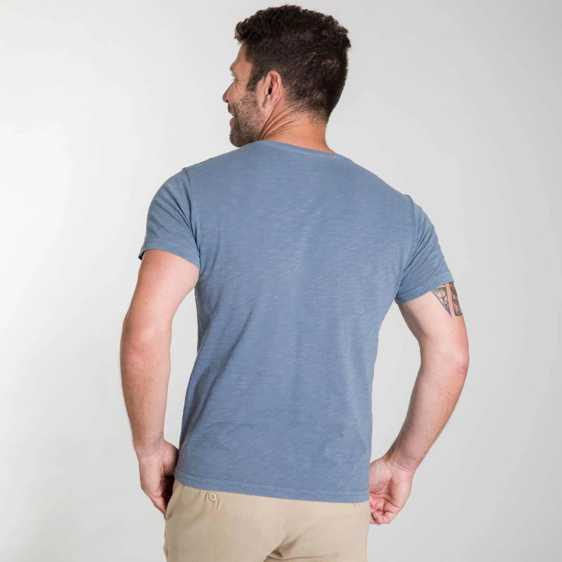 Lightweight Washed Blue Crew Neck Tee sold by Ash & Erie product image thumbnail 3