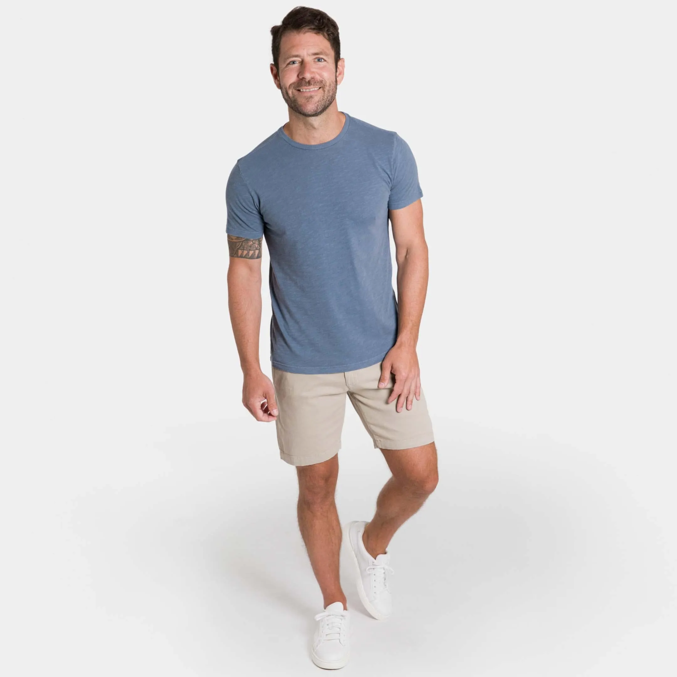 Lightweight Washed Blue Crew Neck Tee sold by Ash & Erie product image thumbnail 2