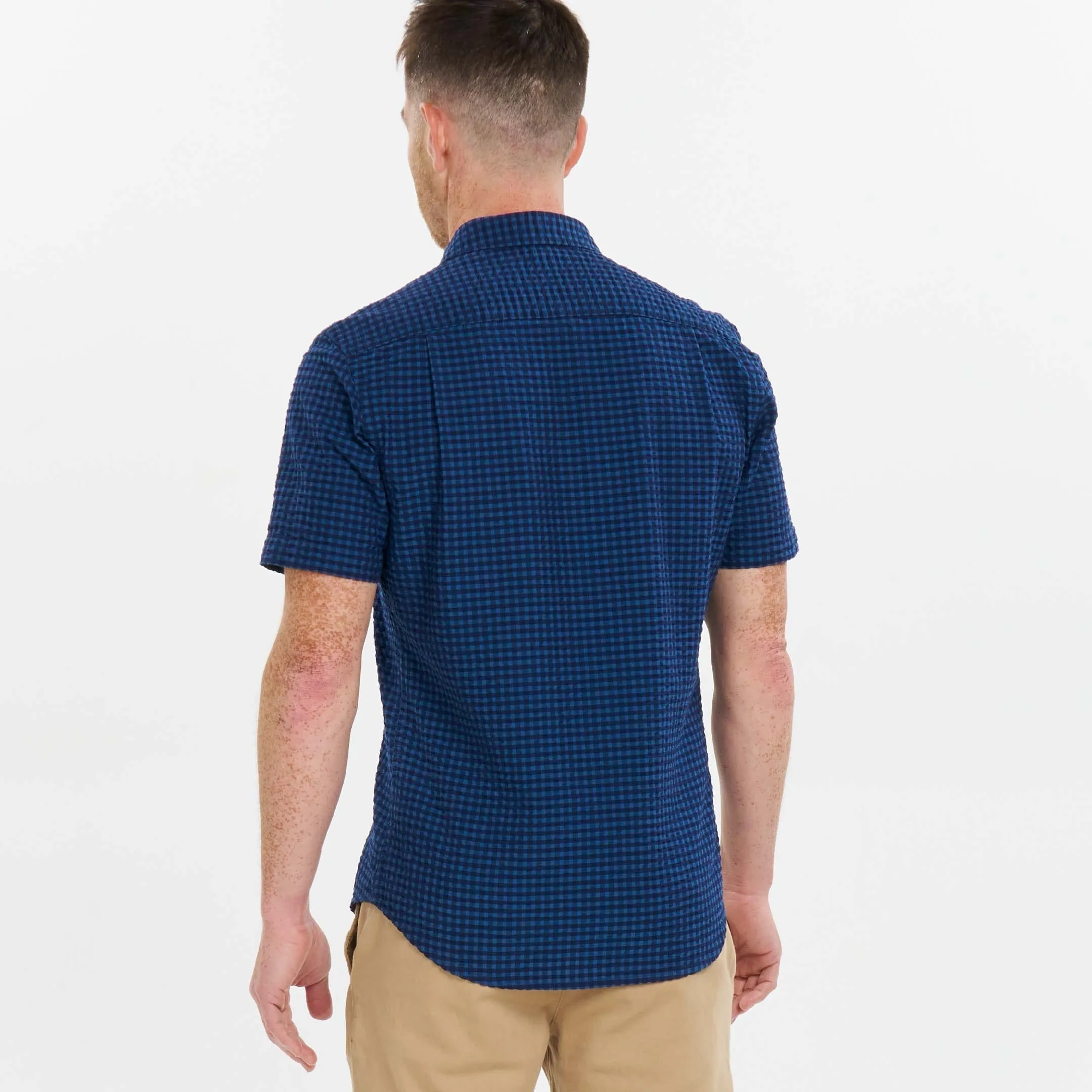 Wharf Gingham Seersucker Short Sleeve Shirt sold by Ash & Erie product image thumbnail 3