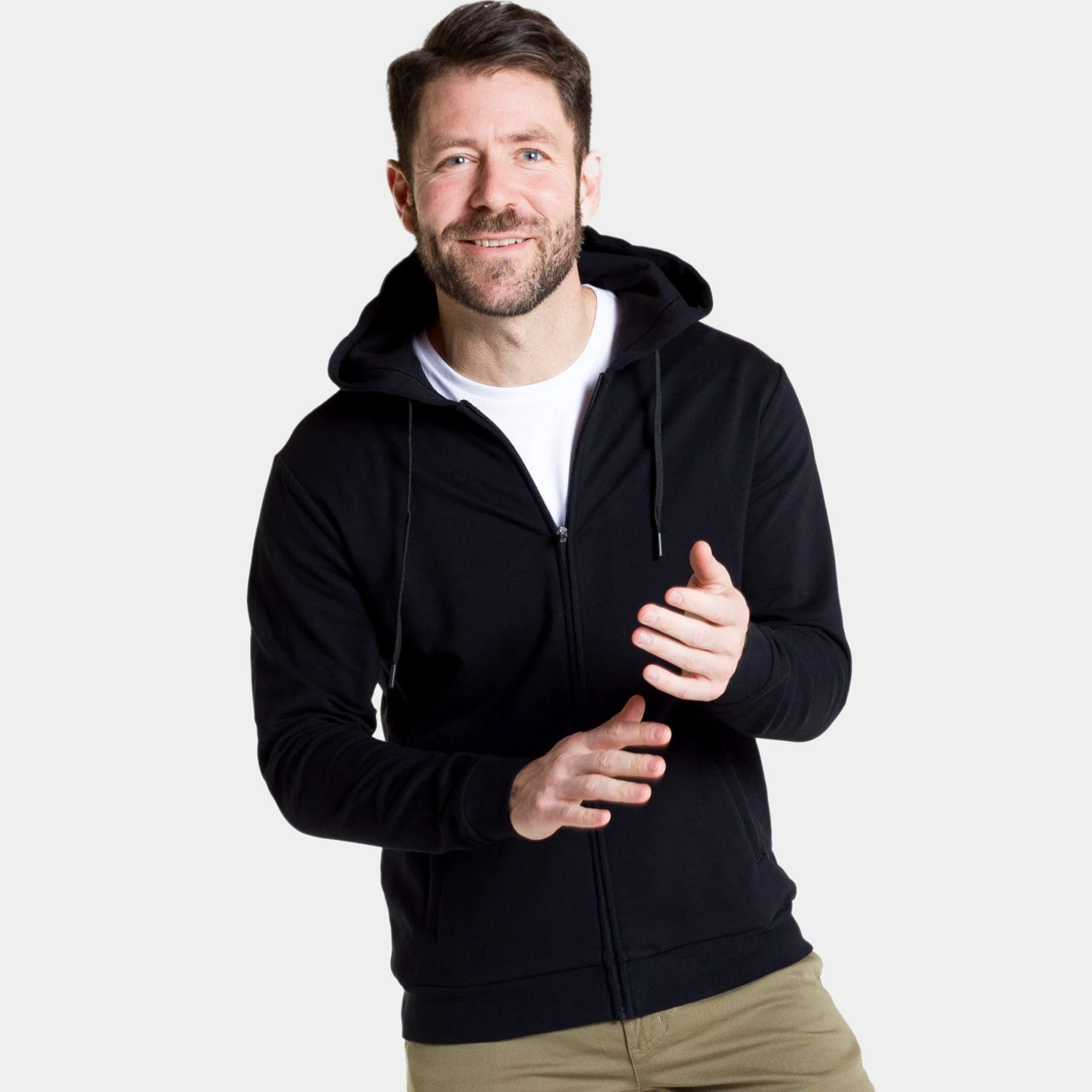 Black French Terry Full-Zip Hoodie sold by Ash & Erie
