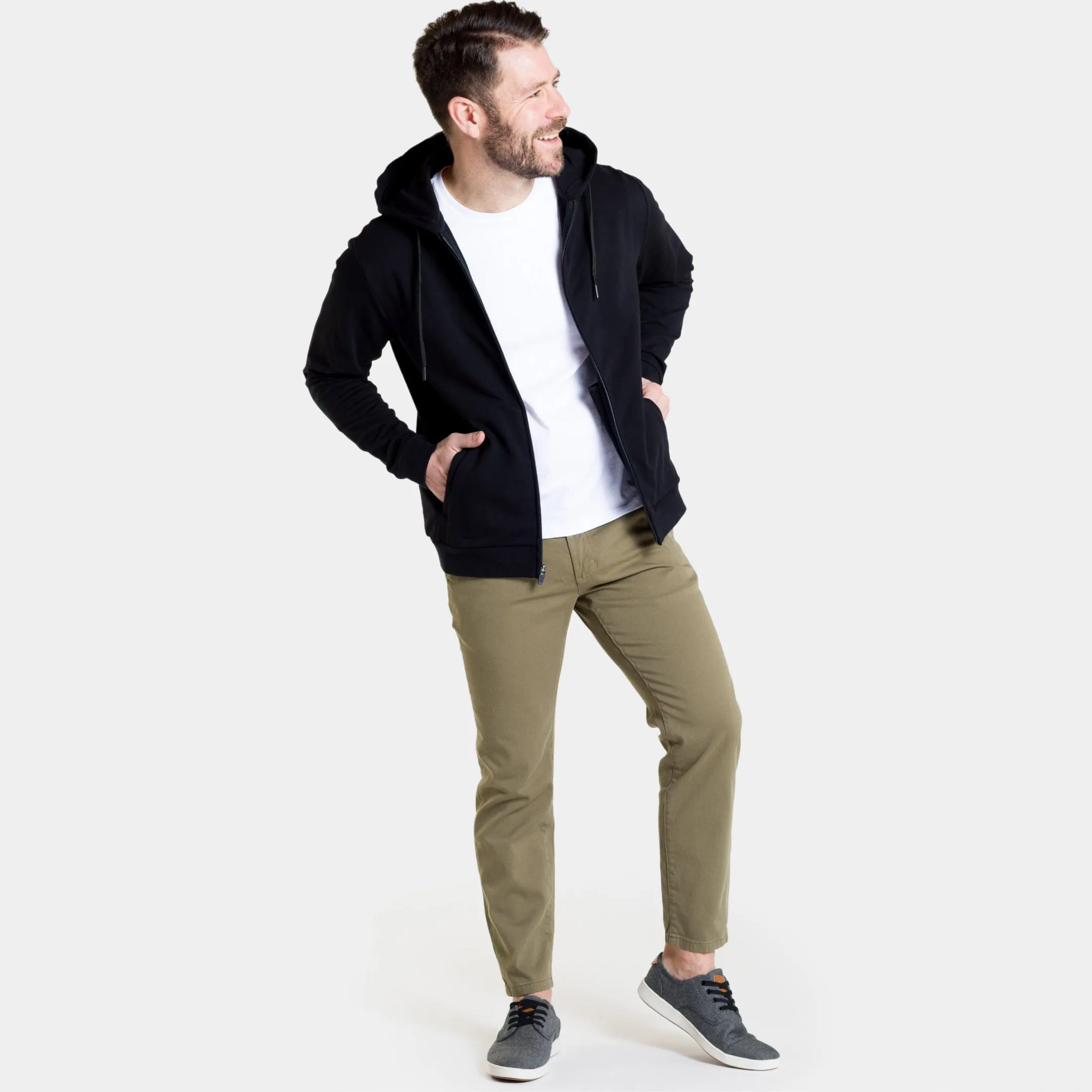 Black French Terry Full-Zip Hoodie sold by Ash & Erie product image thumbnail 2