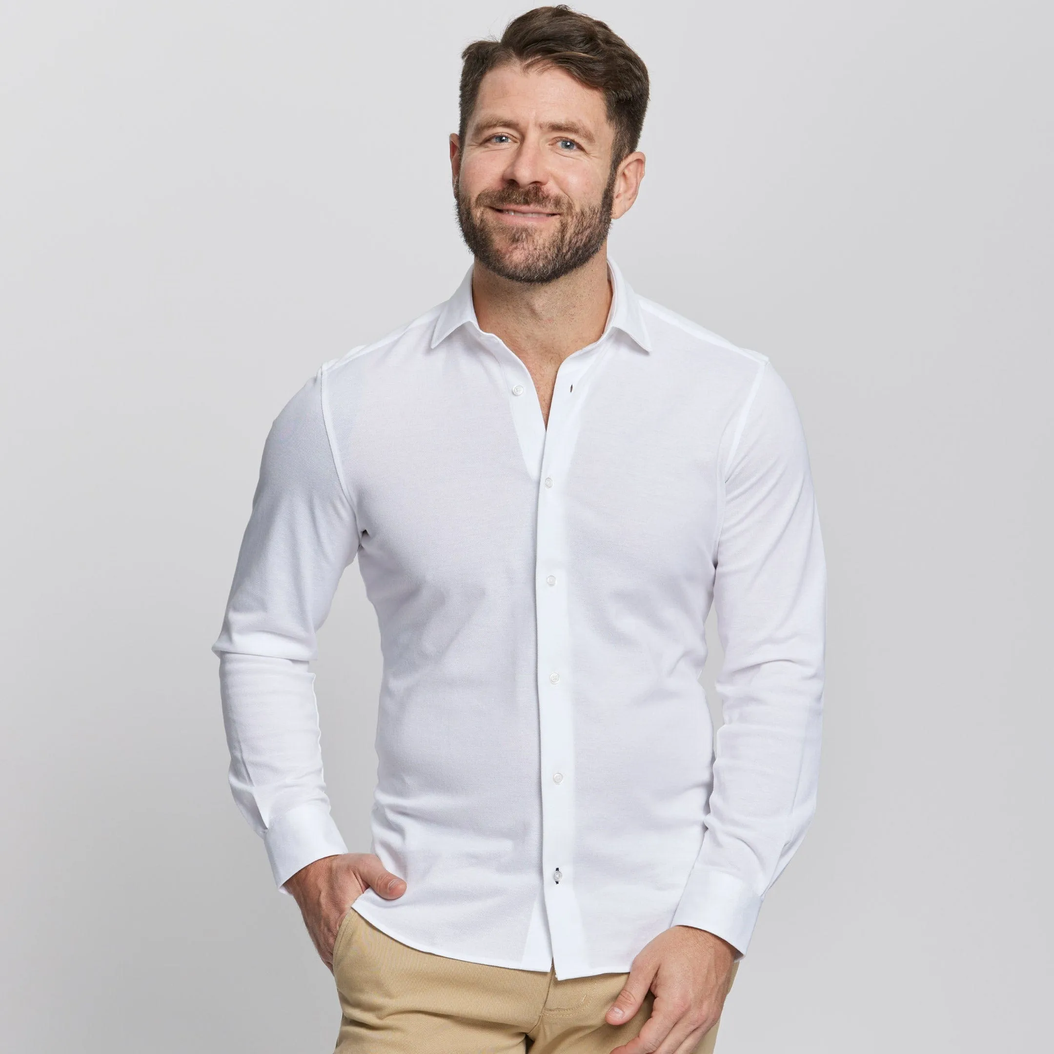 Solid White Performance Stretch Shirt sold by Ash & Erie product image thumbnail 4