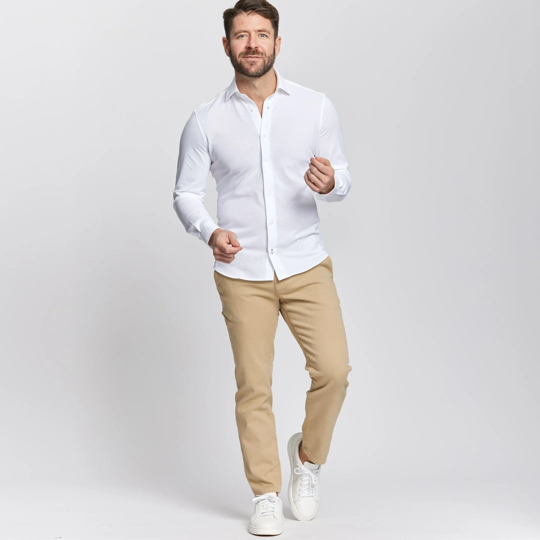 Solid White Performance Stretch Shirt sold by Ash & Erie product image thumbnail 3