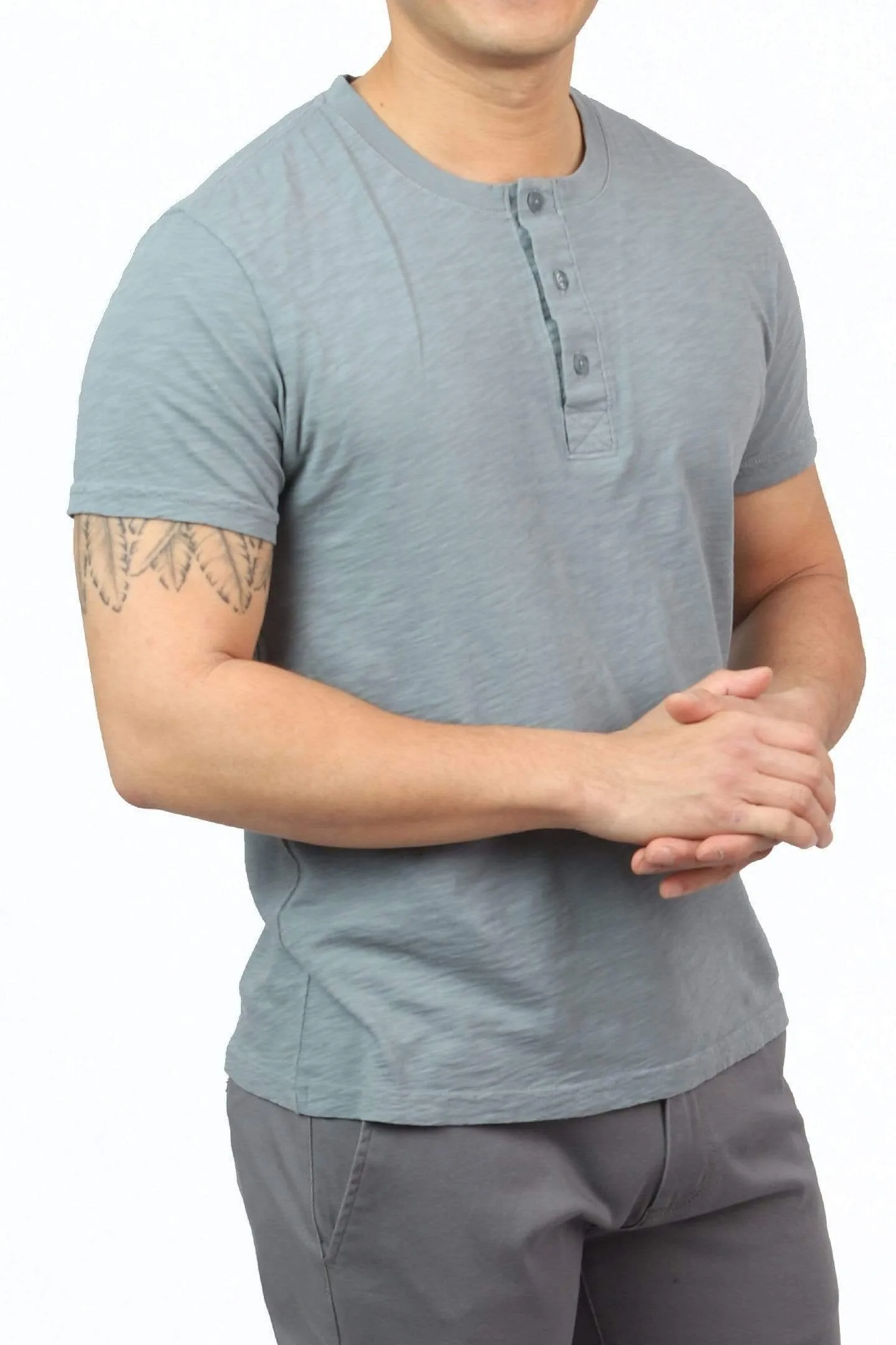 Lightweight Washed Marine Blue Short Sleeve Henley sold by Ash & Erie product image thumbnail 2