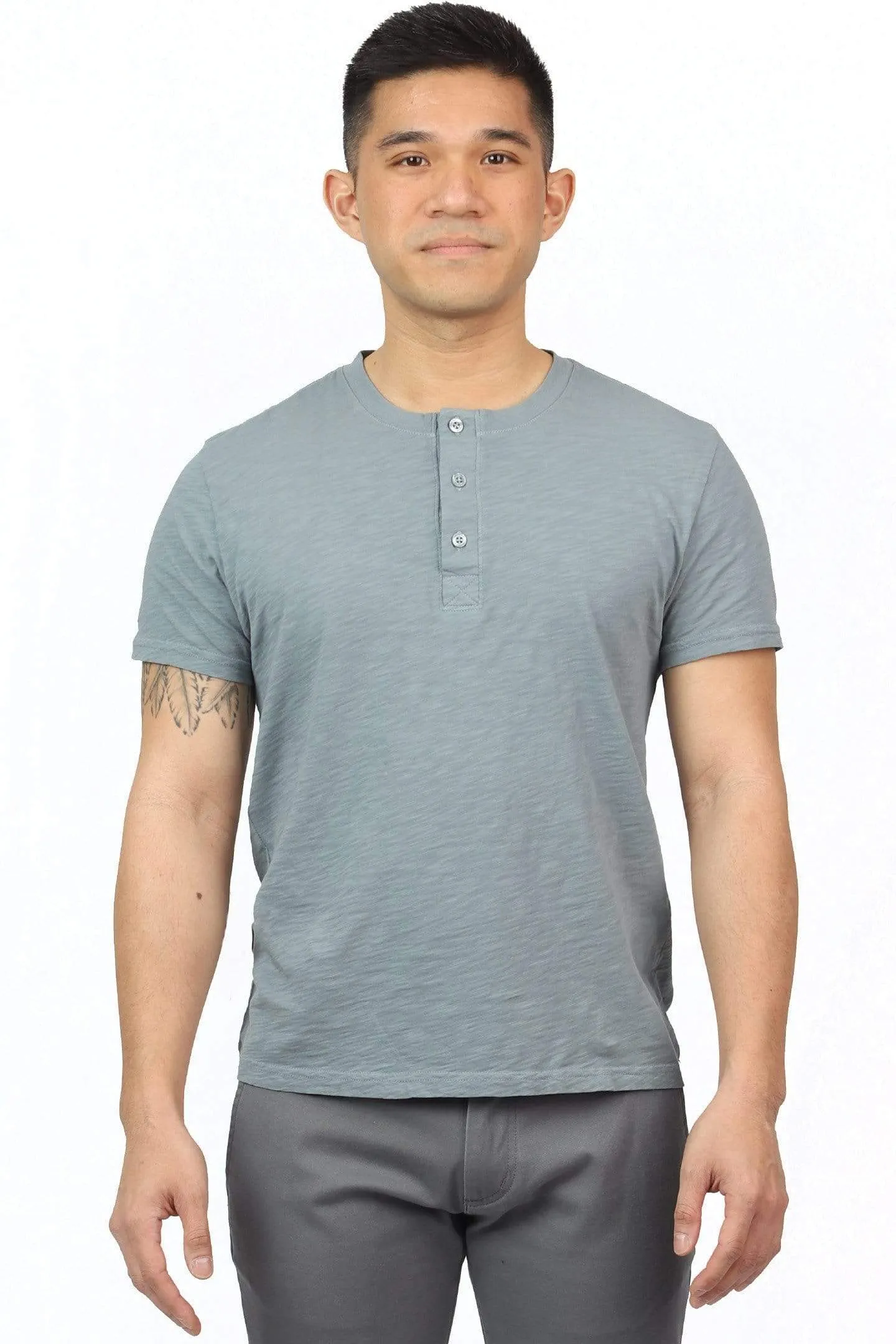 Lightweight Washed Marine Blue Short Sleeve Henley sold by Ash & Erie product image thumbnail 3