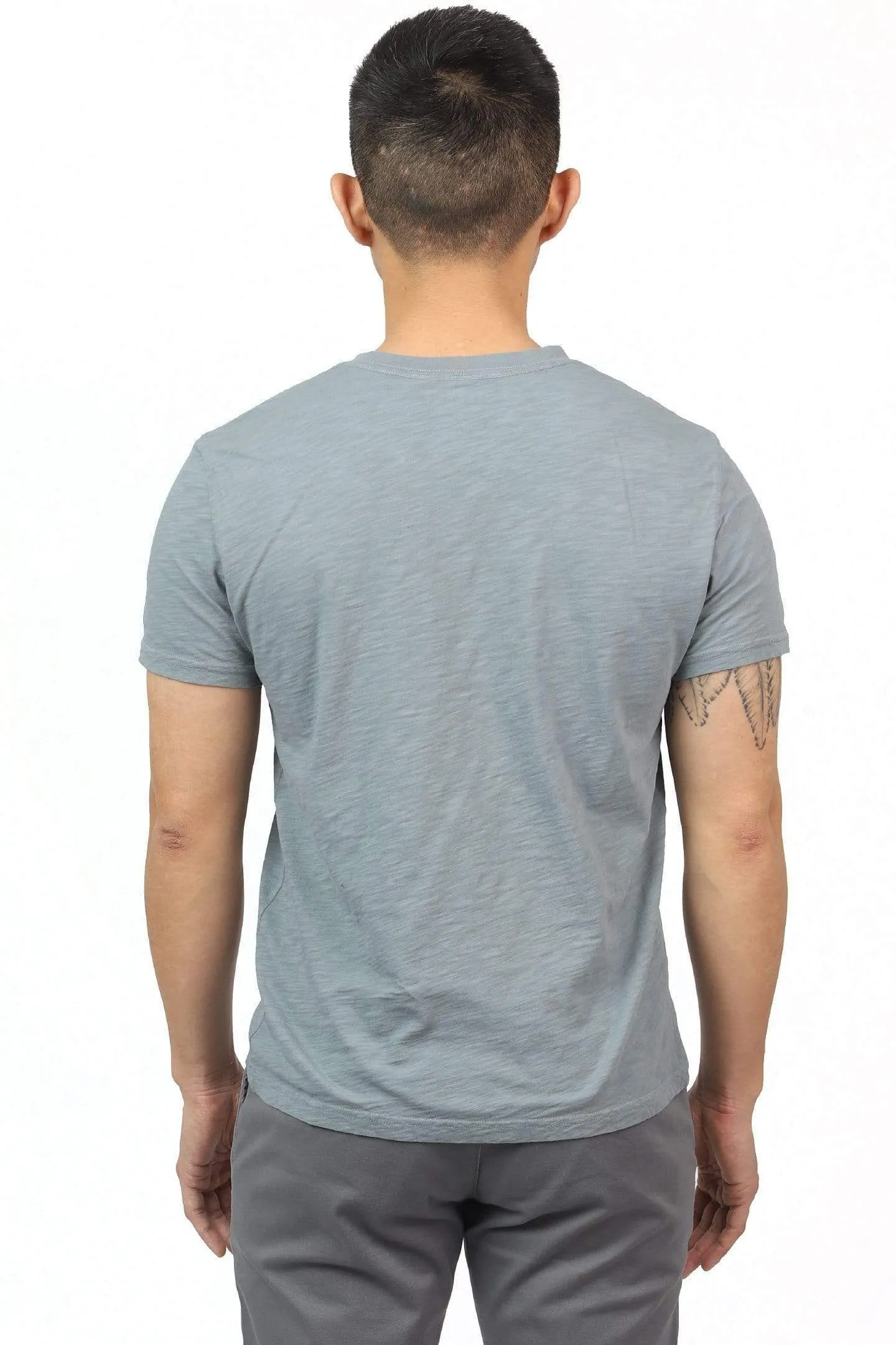 Lightweight Washed Marine Blue Short Sleeve Henley sold by Ash & Erie product image thumbnail 4