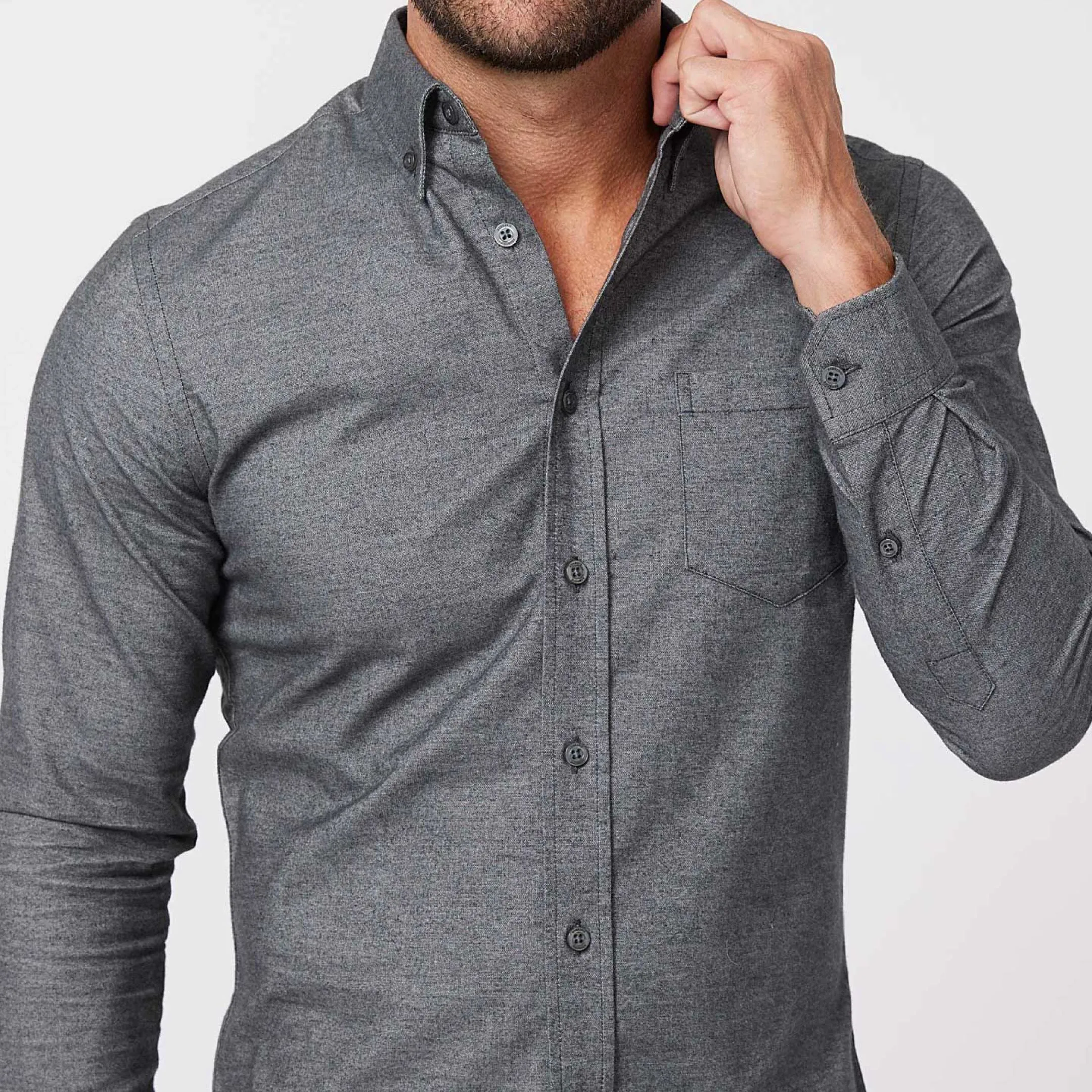 Heather Charcoal Brushed Shirt sold by Ash & Erie product image thumbnail 3
