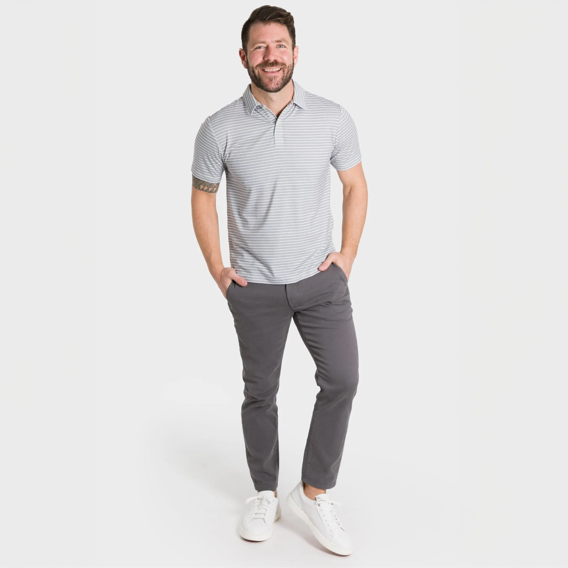 Grey Stripes Tech Polo sold by Ash & Erie product image thumbnail 2