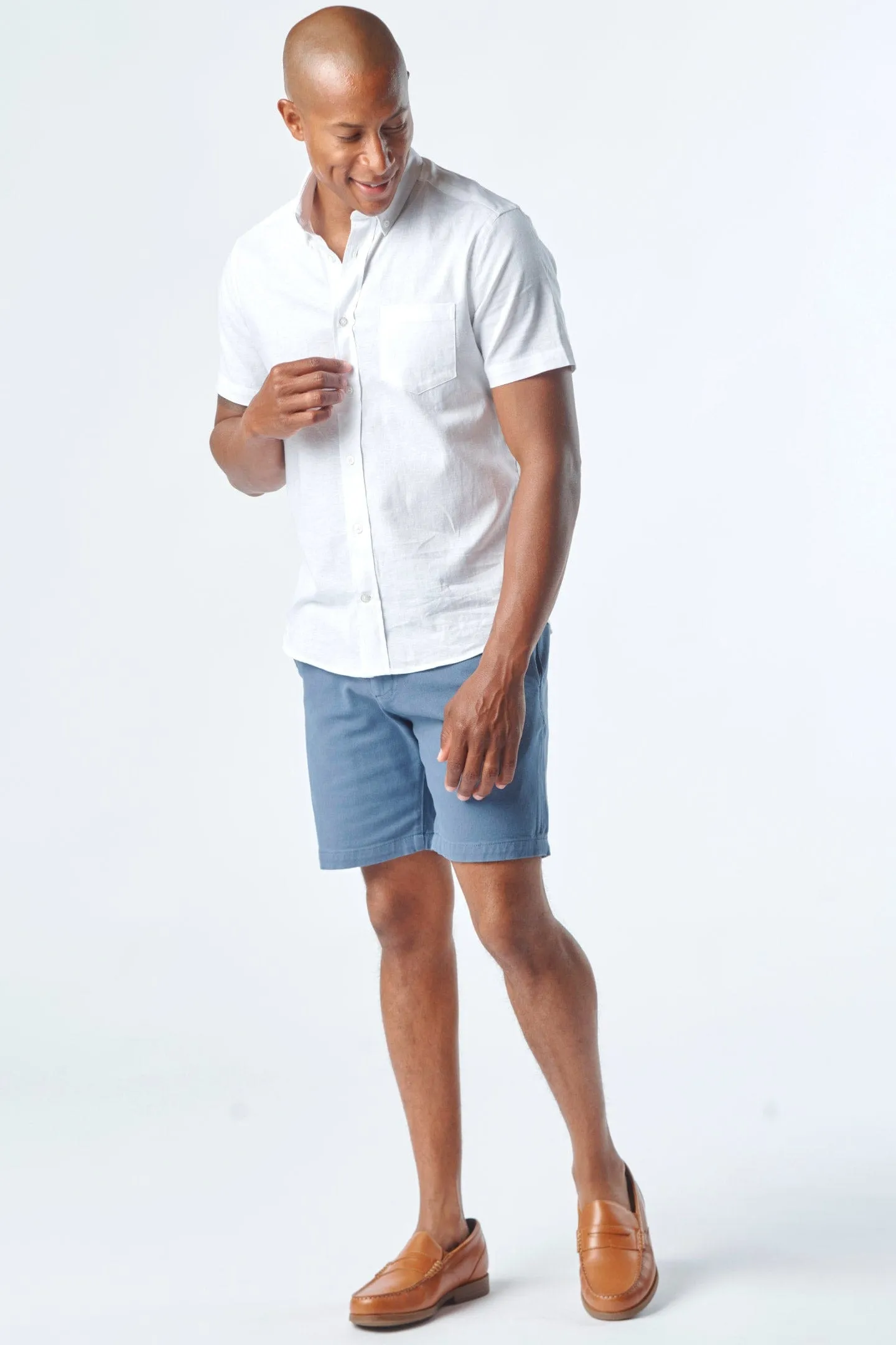 Deep Blue Stretch Washed Chino Short sold by Ash & Erie product image thumbnail 5