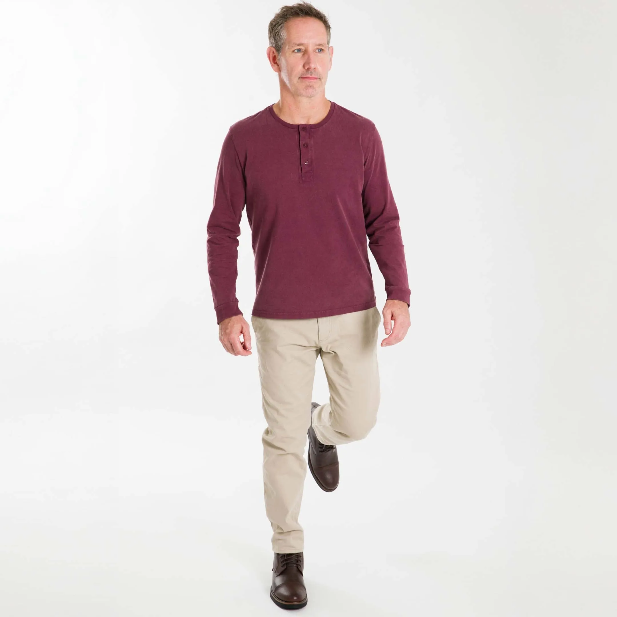 Burgundy Long Sleeve Pima Cotton Henley sold by Ash & Erie product image thumbnail 3