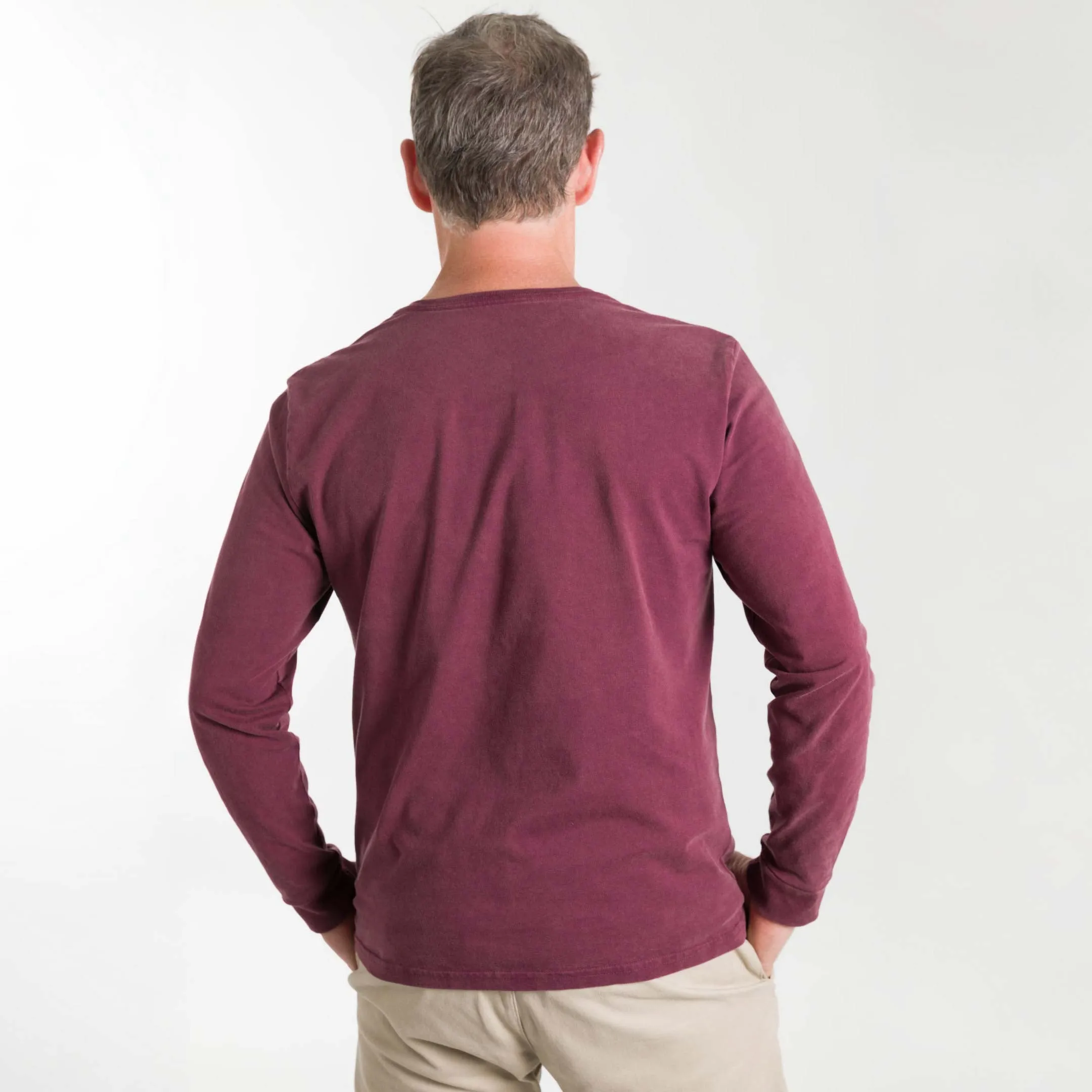 Burgundy Long Sleeve Pima Cotton Henley sold by Ash & Erie product image thumbnail 2