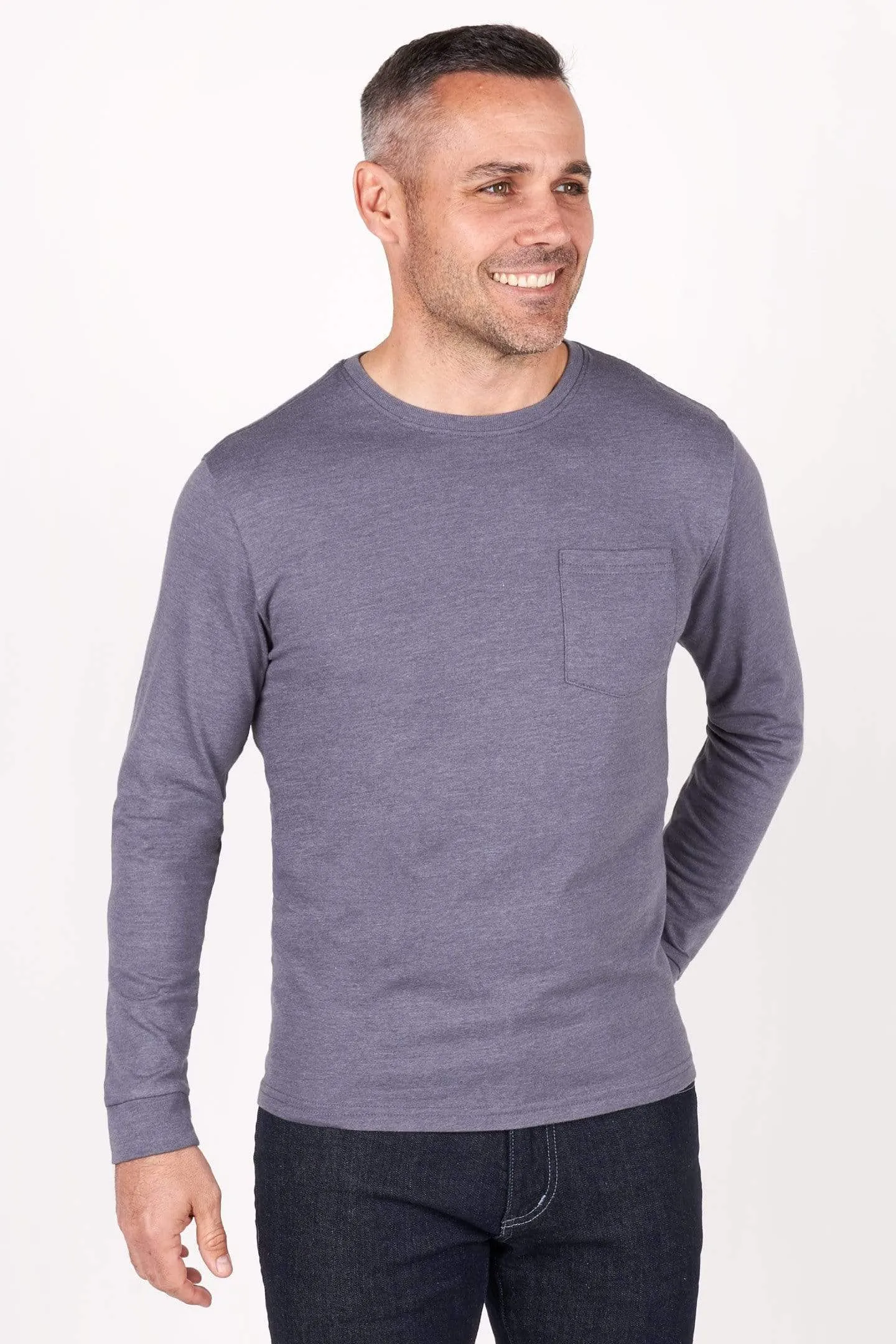 Heather Grey Long Sleeve Pocket Tee sold by Ash & Erie