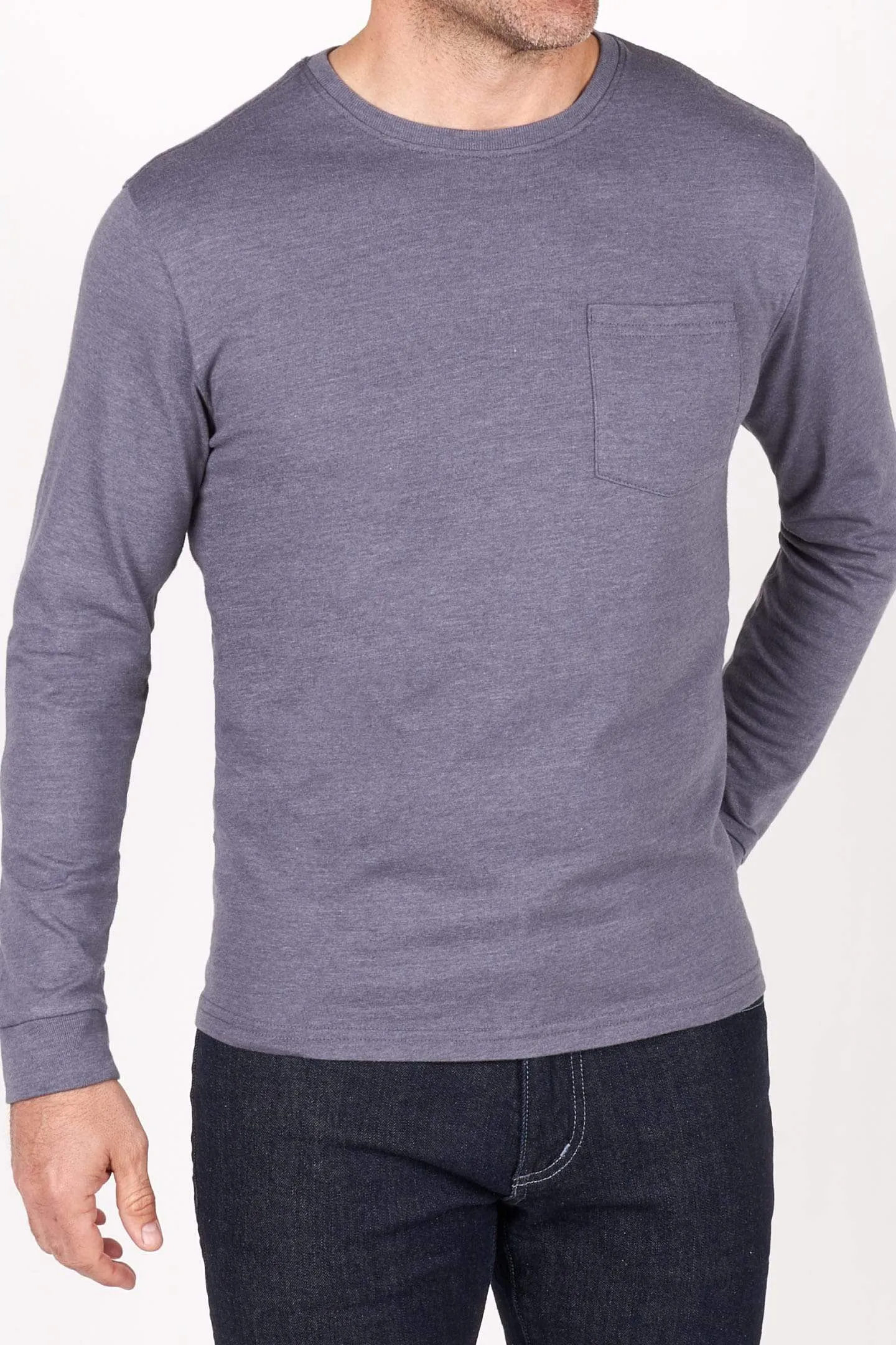 Heather Grey Long Sleeve Pocket Tee sold by Ash & Erie product image thumbnail 2