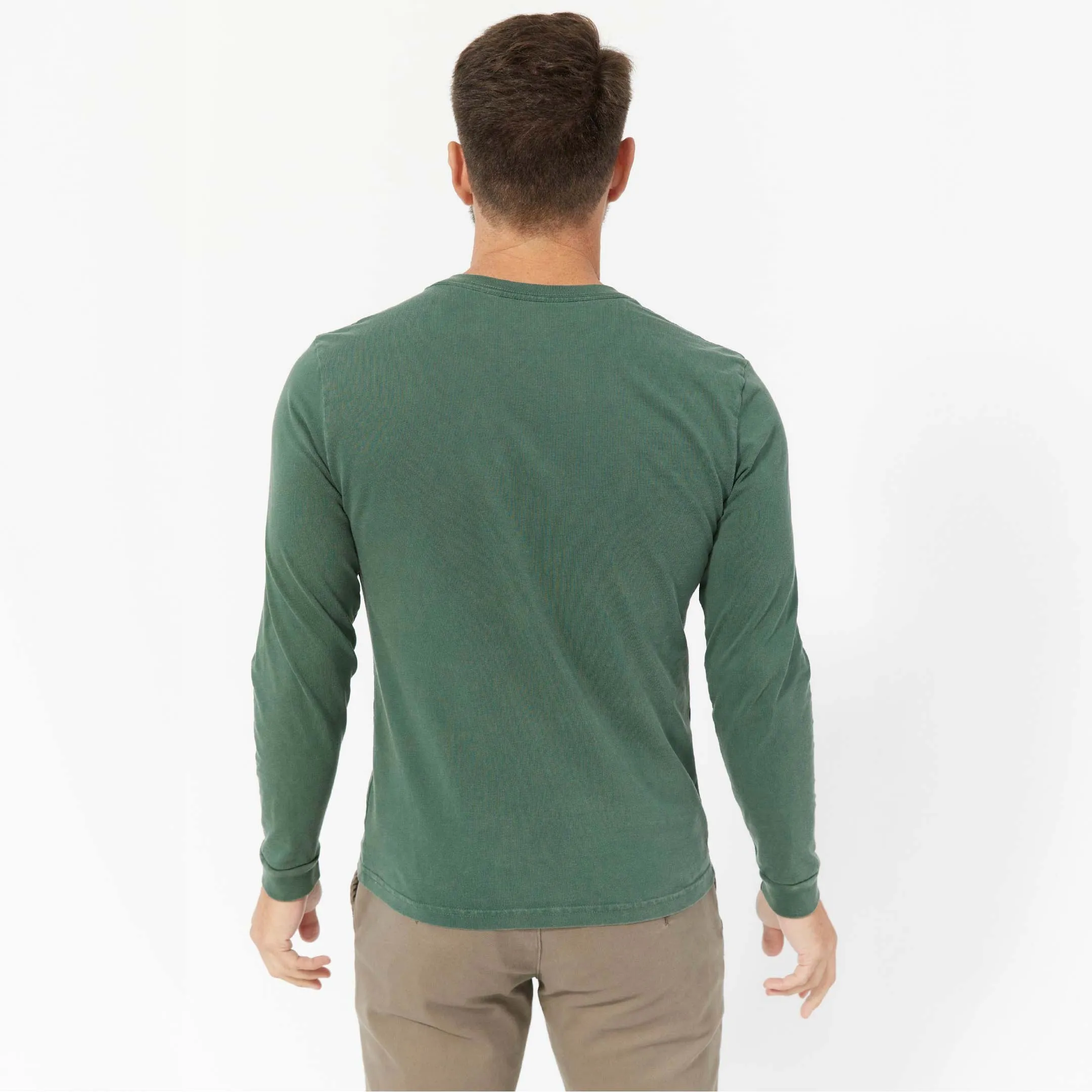 Hunter Green Long Sleeve Pima Cotton Henley sold by Ash & Erie product image thumbnail 3