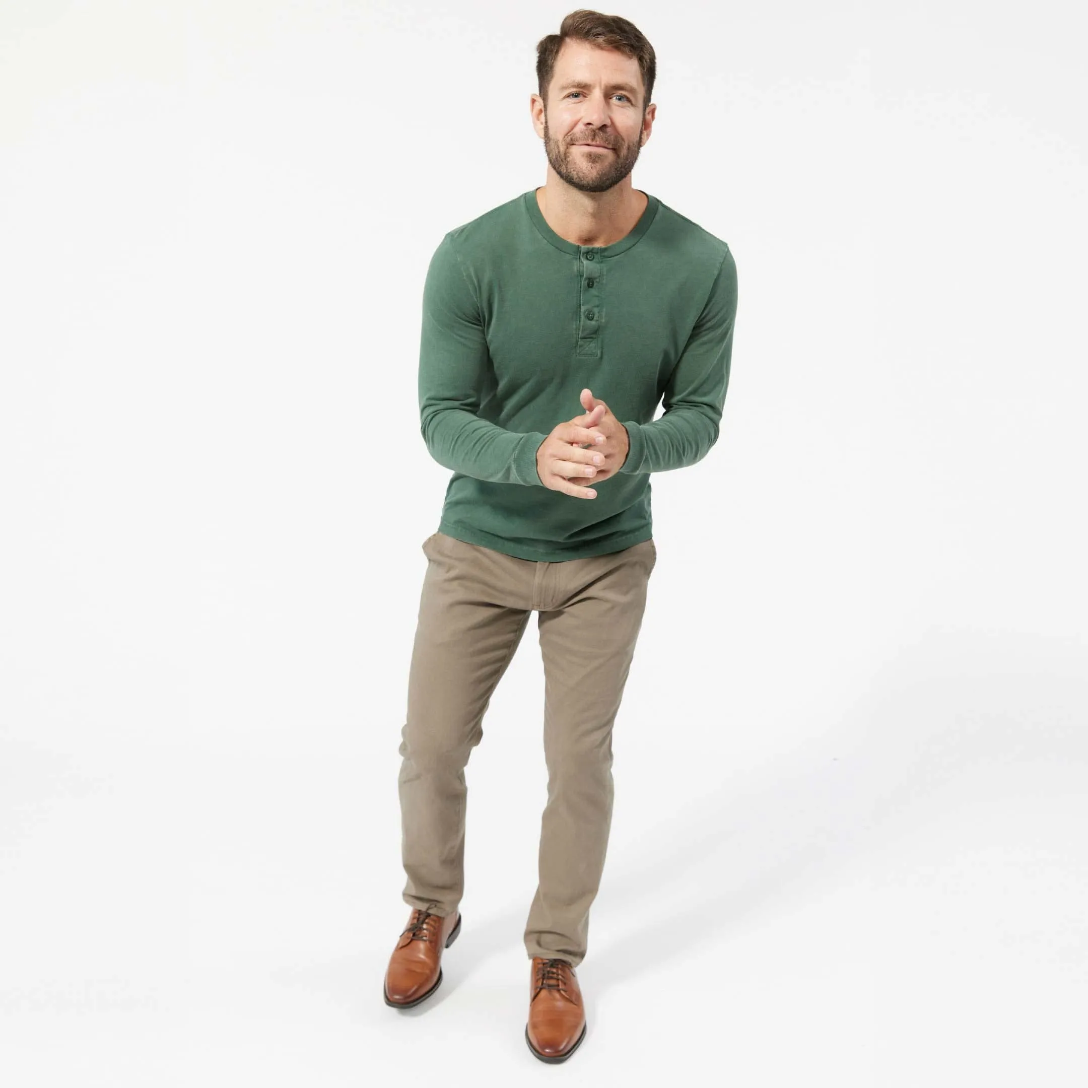 Hunter Green Long Sleeve Pima Cotton Henley sold by Ash & Erie product image thumbnail 2