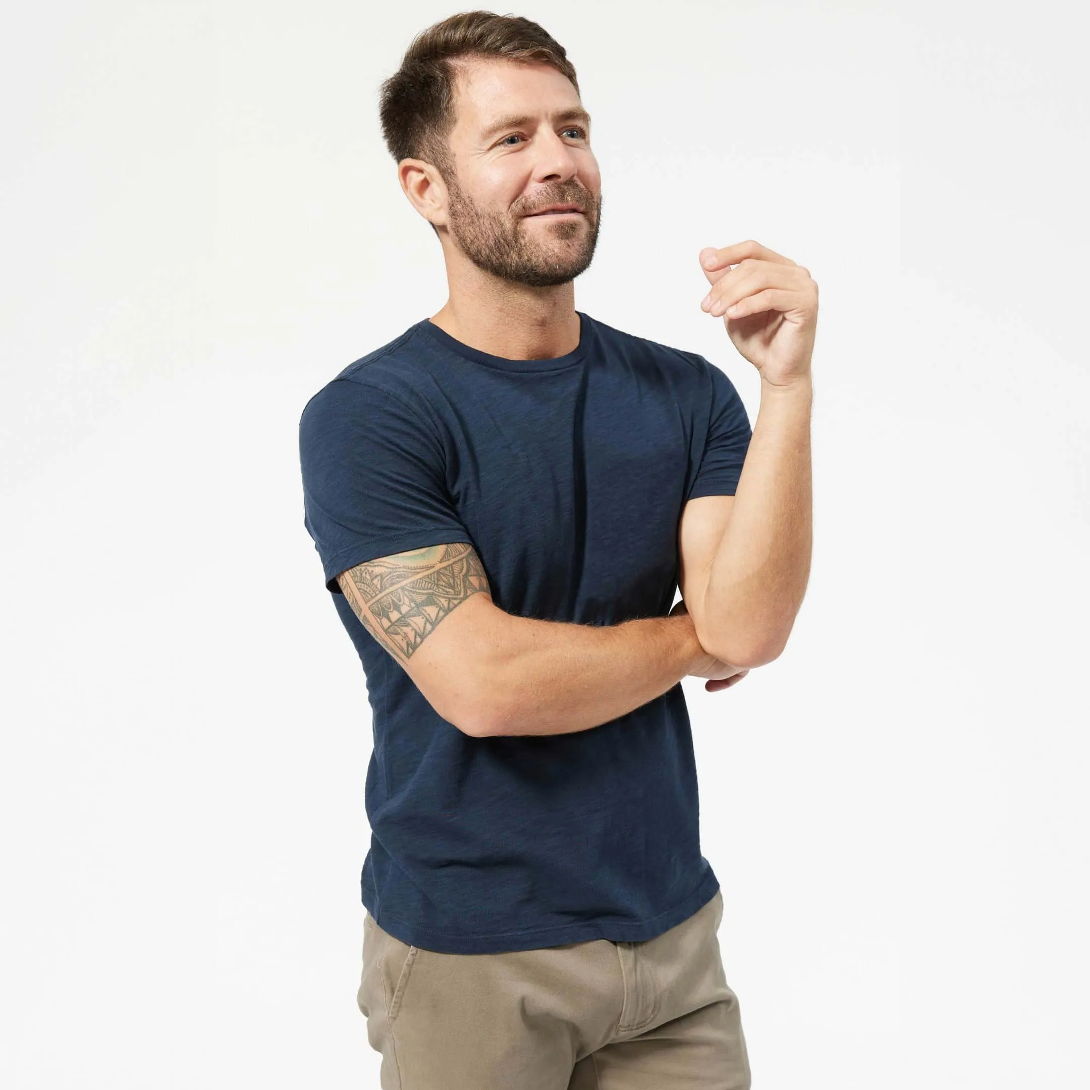 Lightweight Washed Navy Crew Neck Tee sold by Ash & Erie