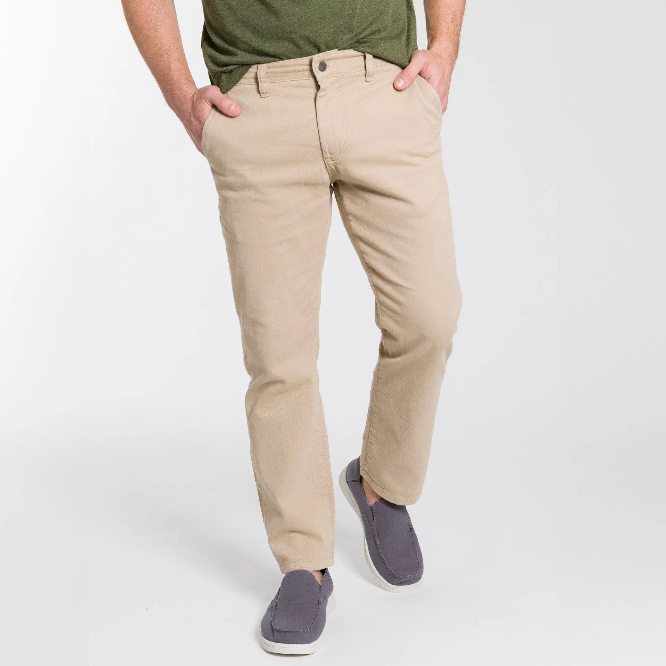 Straight Fit Khaki Washed Stretch Chino sold by Ash & Erie