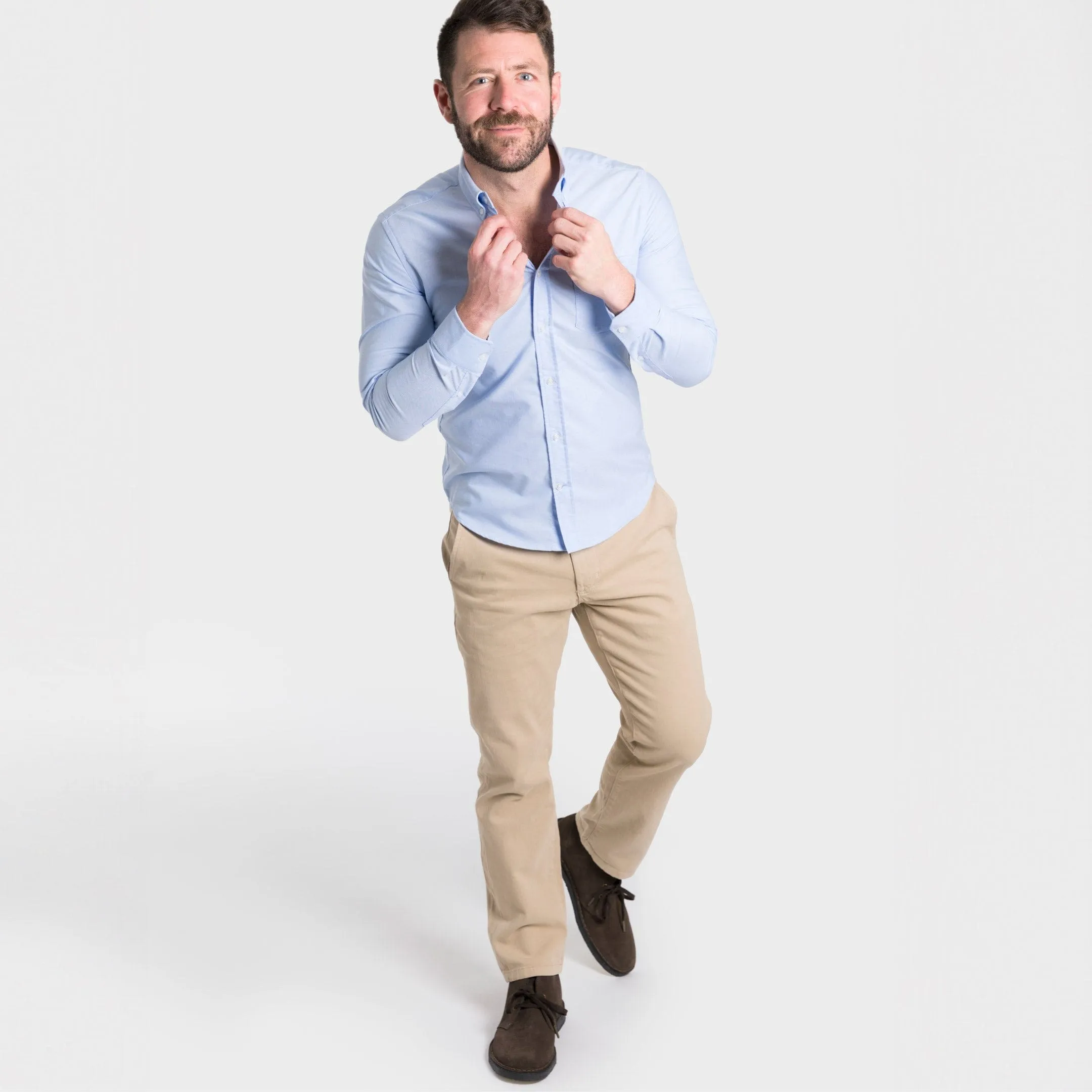 Straight Fit Khaki Washed Stretch Chino sold by Ash & Erie product image thumbnail 2