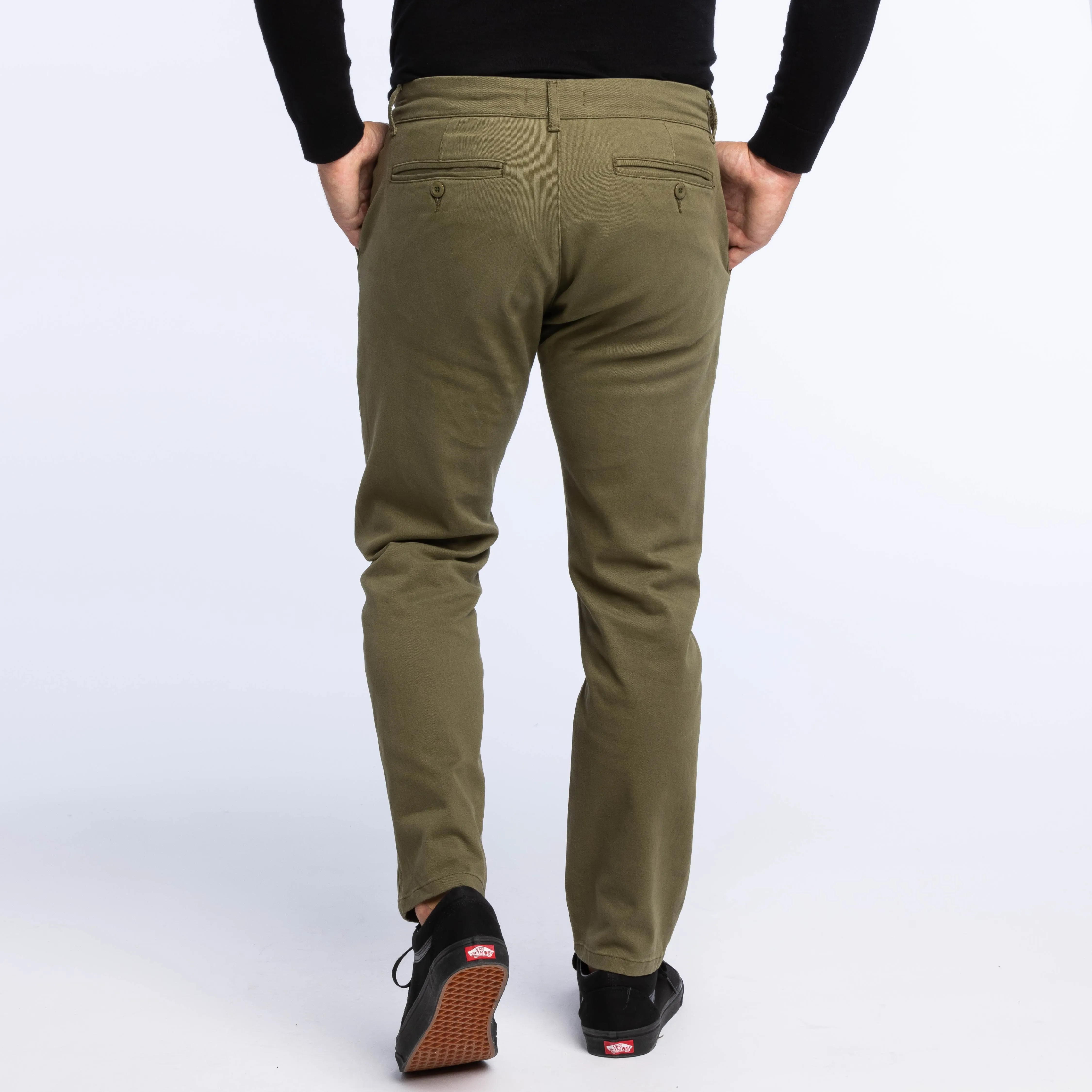 Dark Olive Washed Stretch Chino sold by Ash & Erie product image thumbnail 3