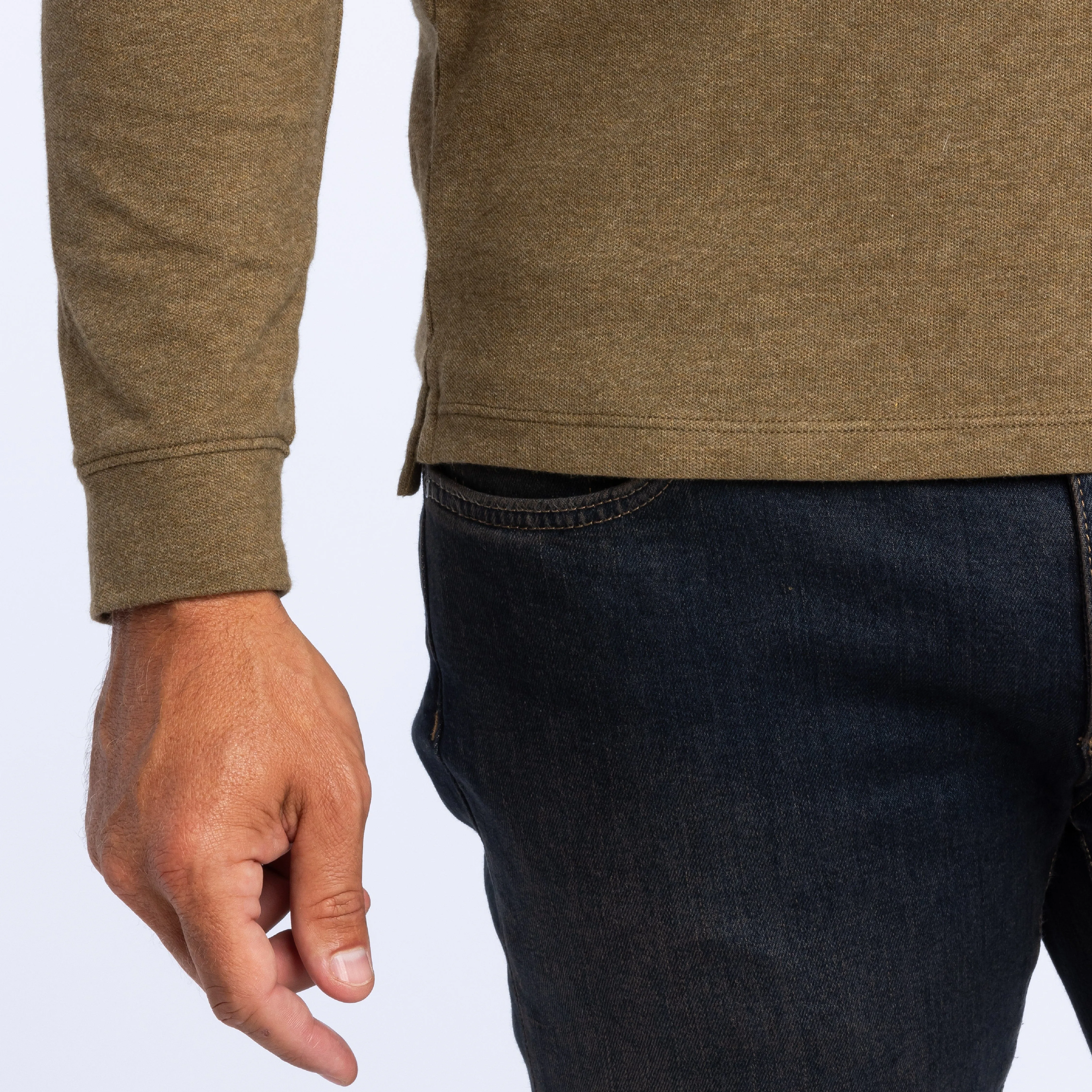 Heather Olive Pique Long Sleeve Polo sold by Ash & Erie product image thumbnail 5