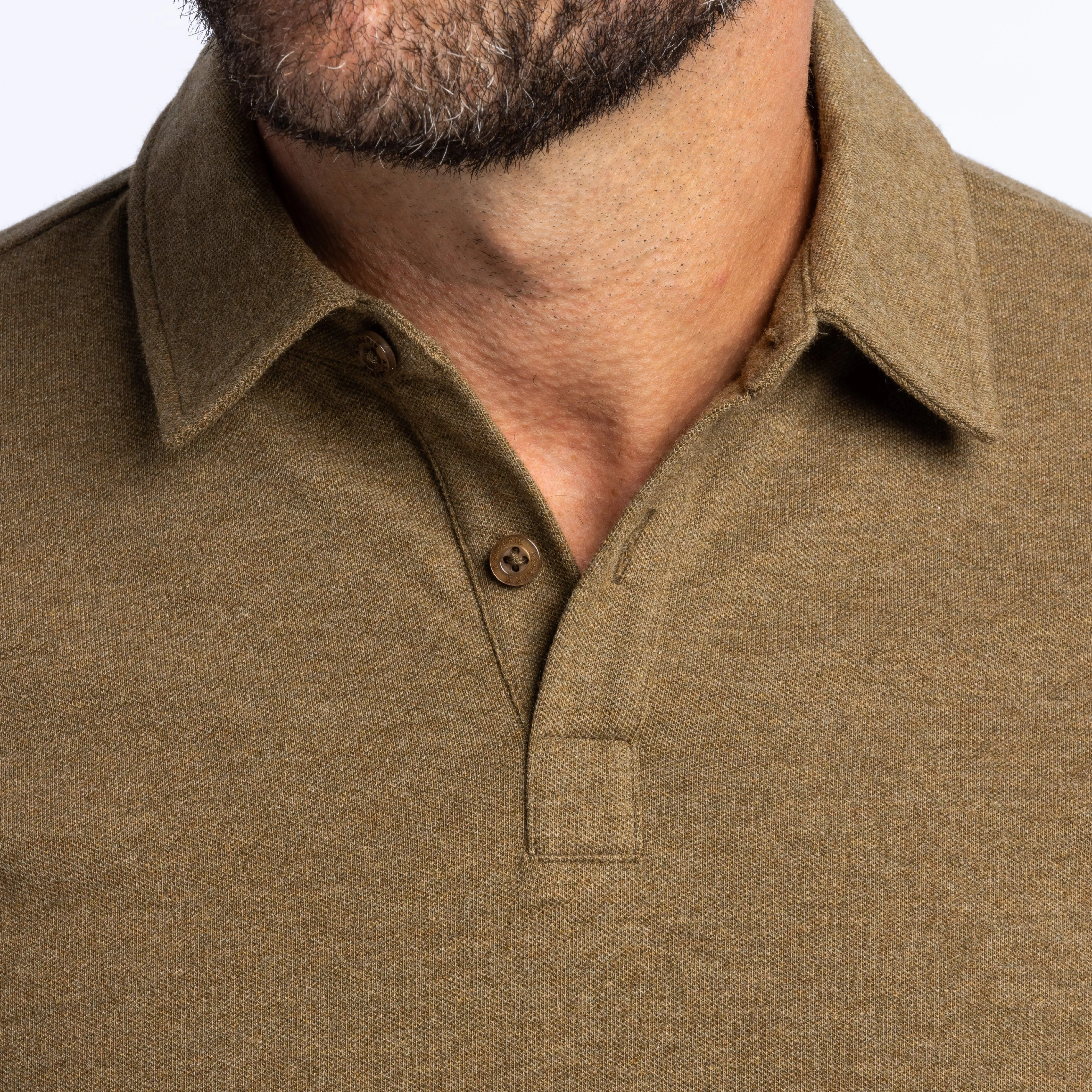 Heather Olive Pique Long Sleeve Polo sold by Ash & Erie product image thumbnail 4