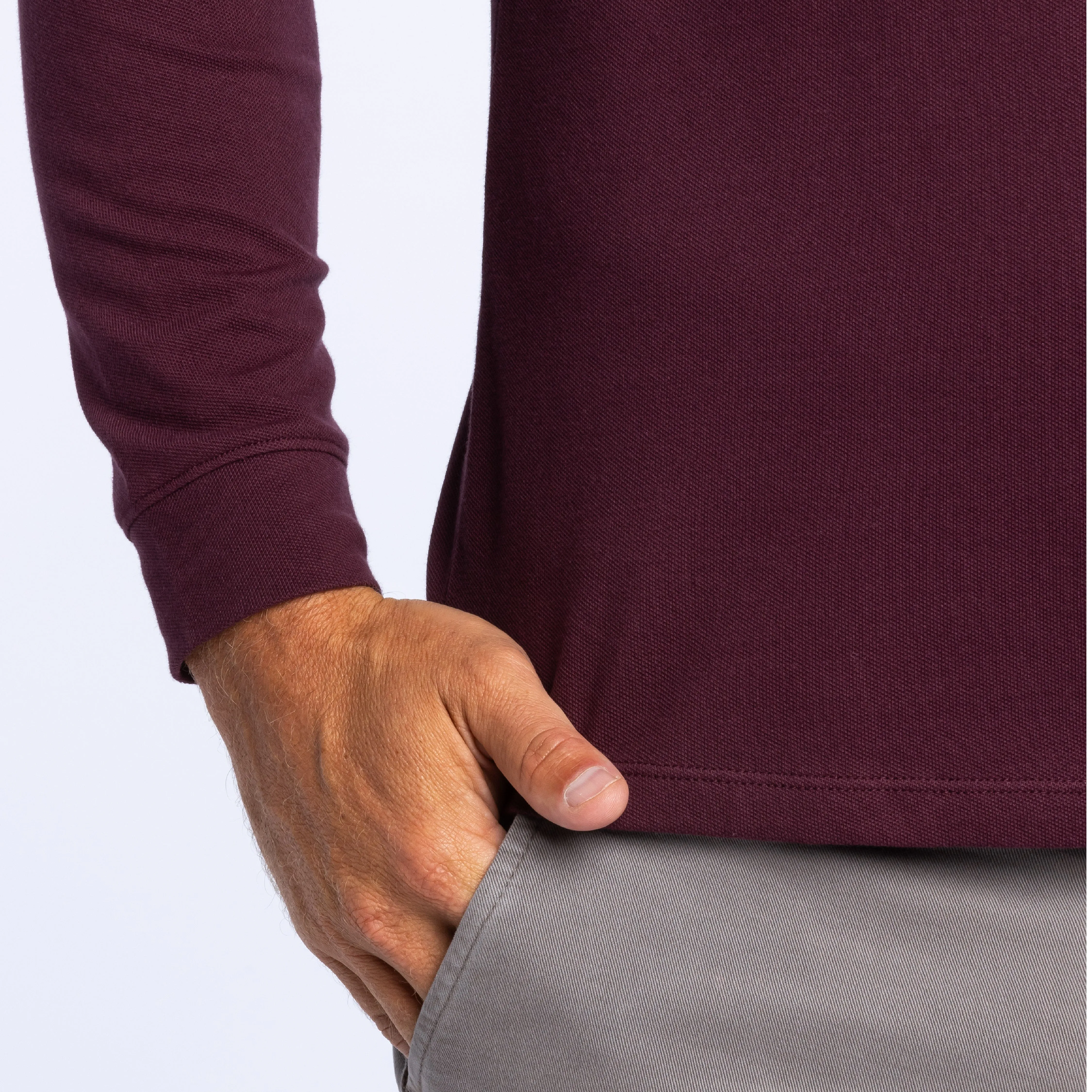 Burgundy Pique Long Sleeve Polo sold by Ash & Erie product image thumbnail 4